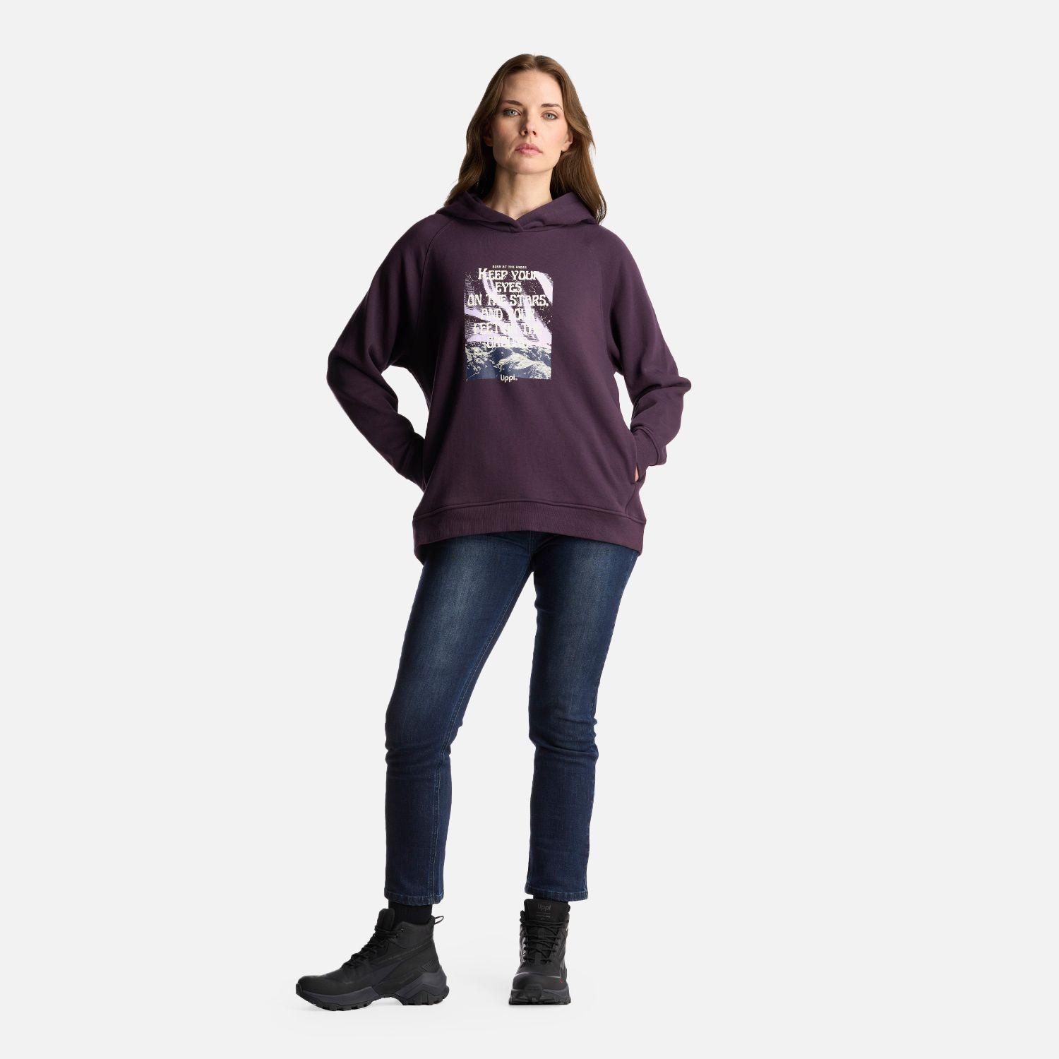 Poleron Mujer Insigne Hoody Sweatshirt Front Print Morado Oscuro Lippi-7