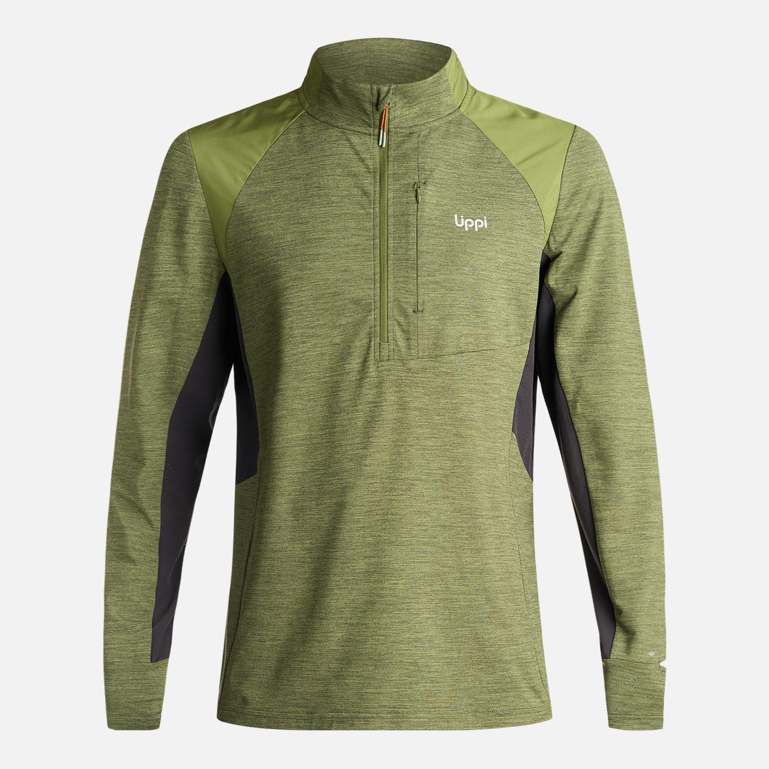 Poleron Hombre Egger 1/4 Zip Melange Verde Lippi I24-0