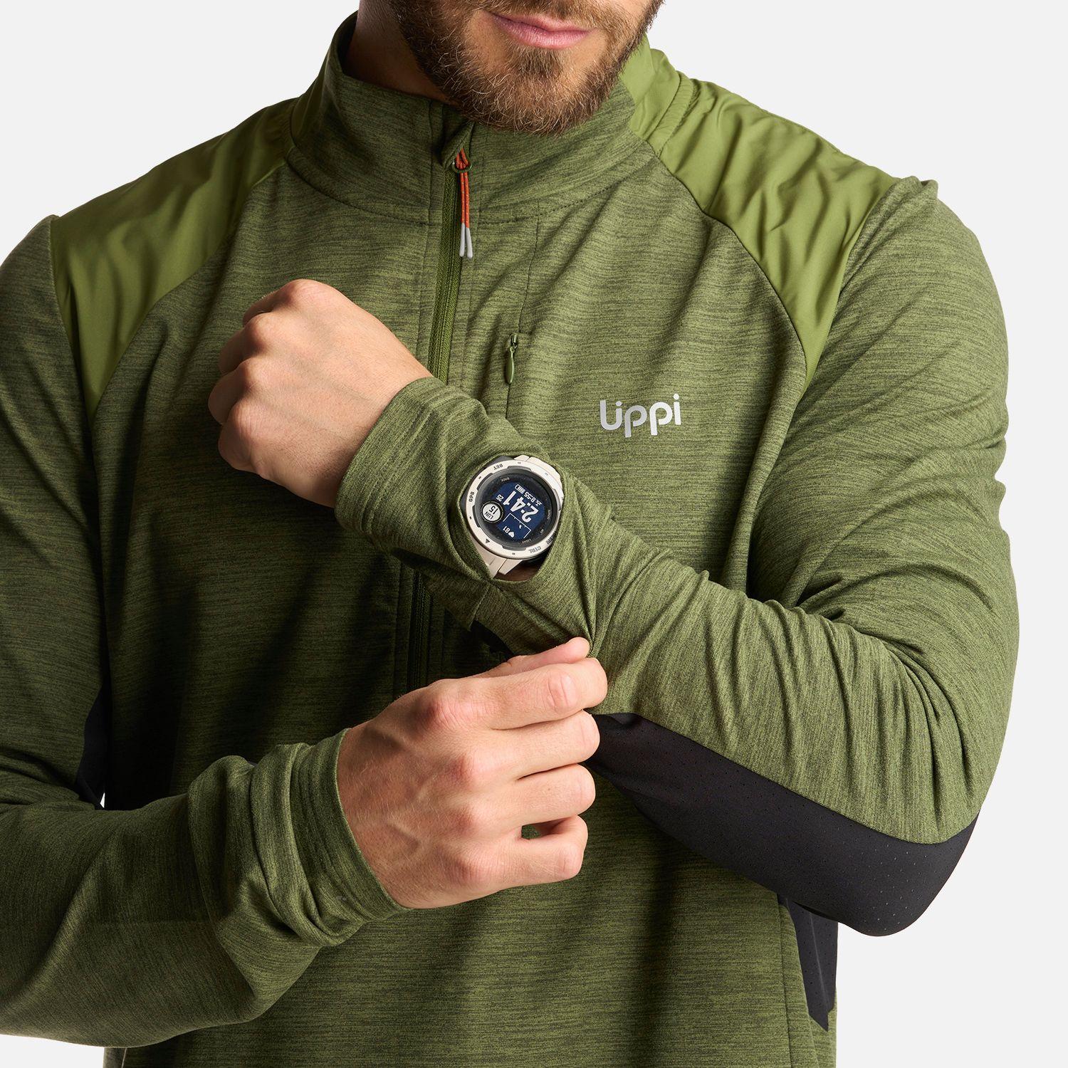 Poleron Hombre Egger 1/4 Zip Melange Verde Lippi I24-6