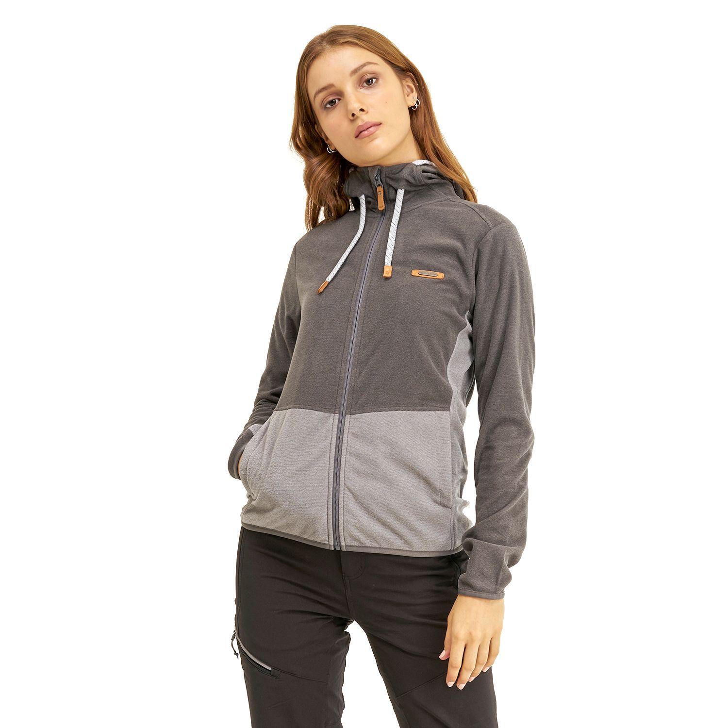 Poleron Mujer Stripes Nano-F Full Zip Hoody Gris Oscuro Lippi-1