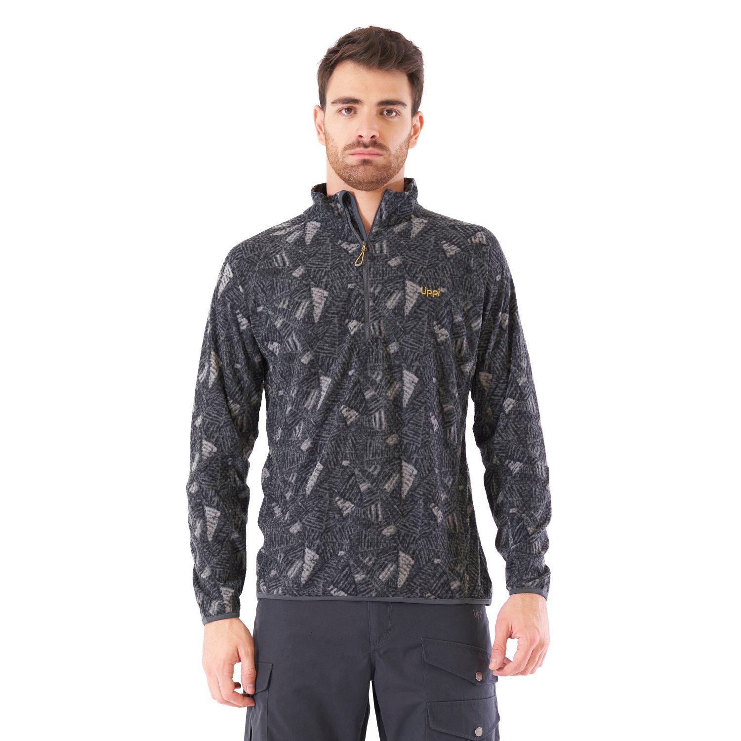 Poleron Hombre Jacaranda Nano-F 14 Zip Print Gris Oscuro Lippi V21-1