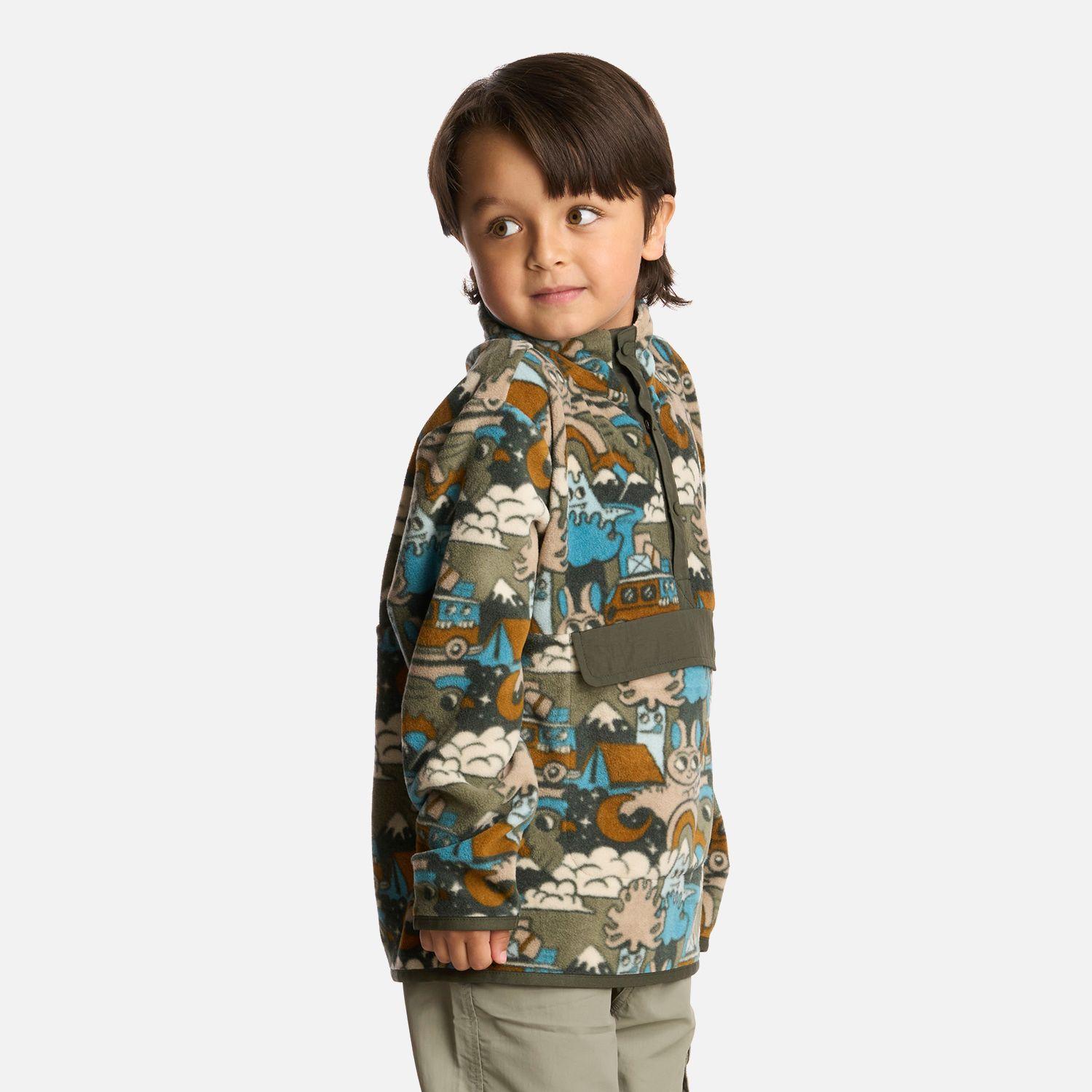 Polerón Niño Tokerau Poki Print Verde Militar Haka Honu I25-1