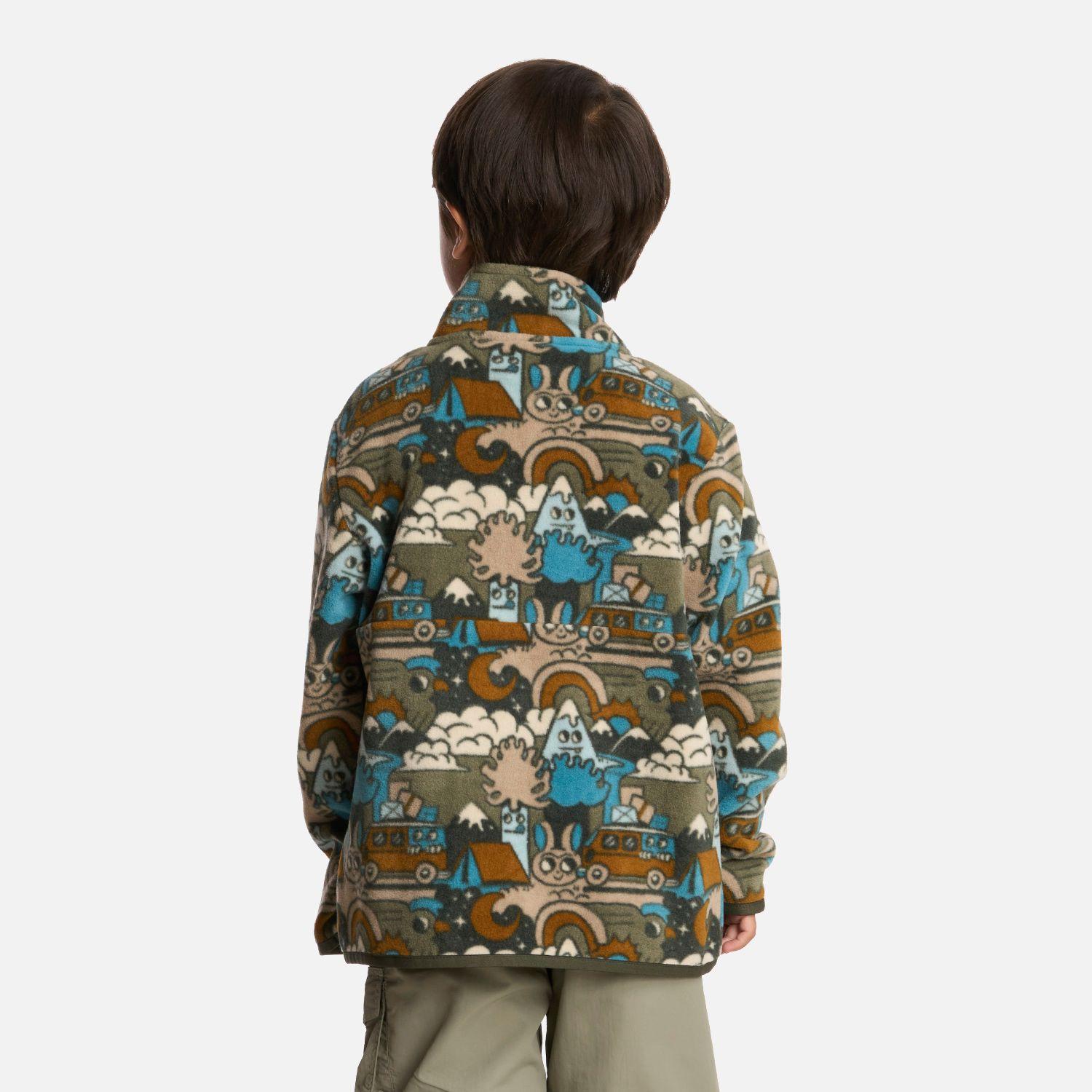 Polerón Niño Tokerau Poki Print Verde Militar Haka Honu I25-2