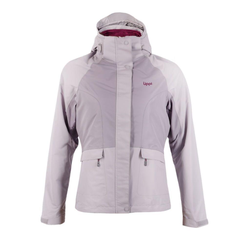 Chaqueta Mujer Tres Cruces Fusion-3 Hoody Jacket Gris Claro / Uva Lippi-0