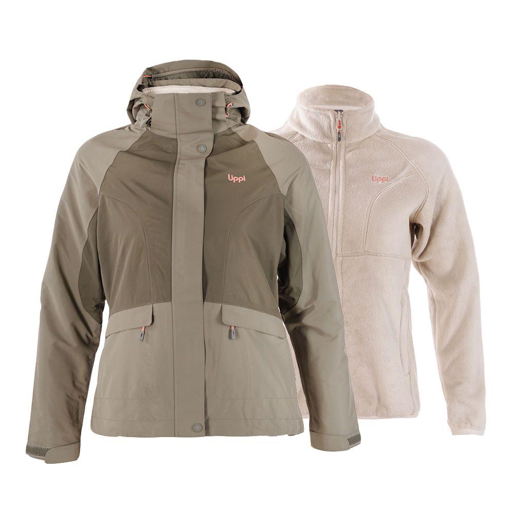 Chaqueta Mujer Tres Cruces Fusion-3 Hoody Jacket Gris Claro / Uva Lippi-2