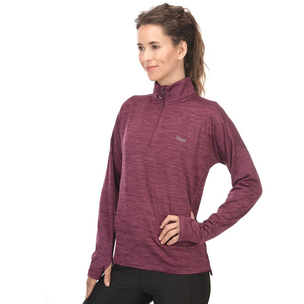 Poleron Mujer Just Move Nano-F 14 Zip Melange Uva Lippi-1