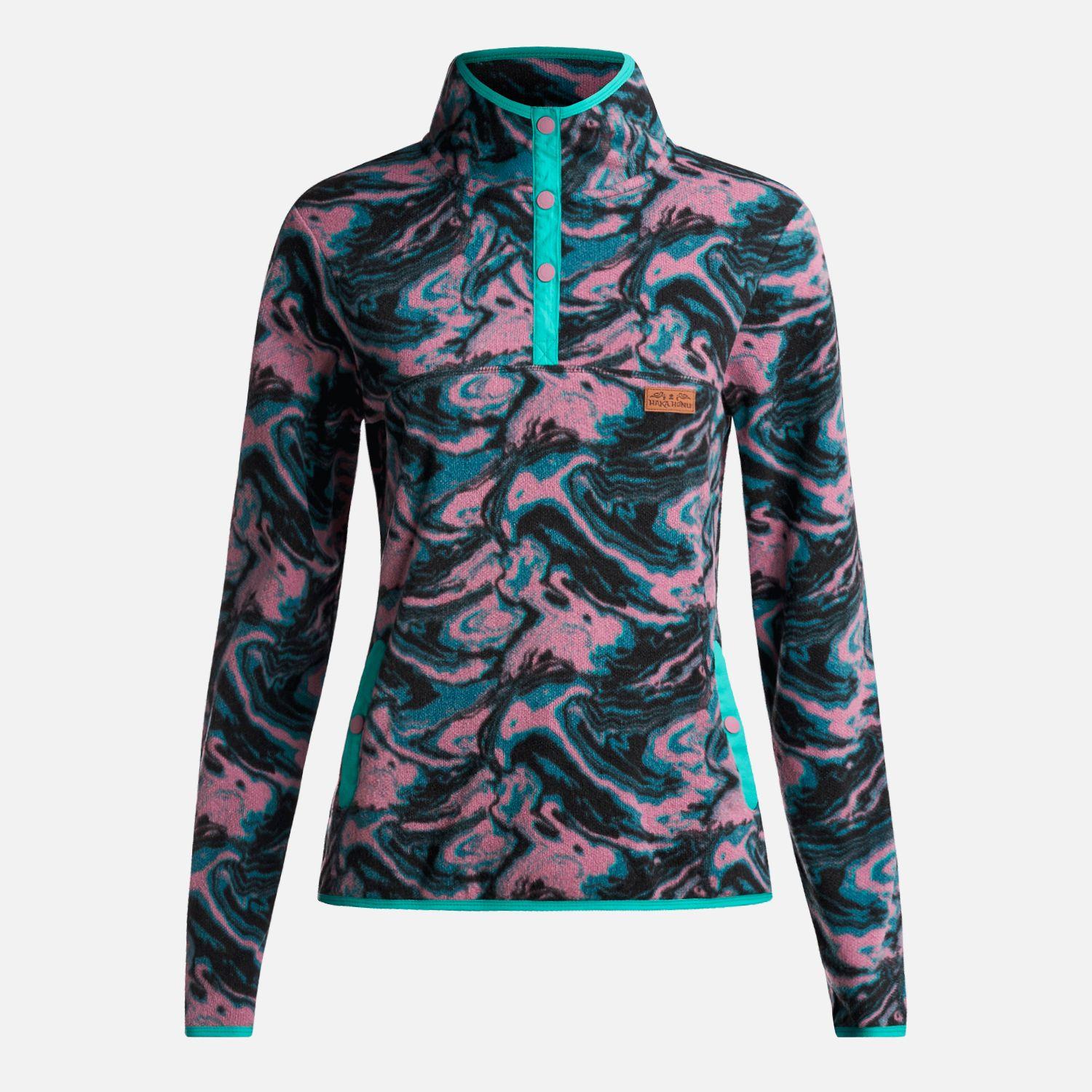 Poleron Mujer Tokerau Print Petroleo Haka Honu-0