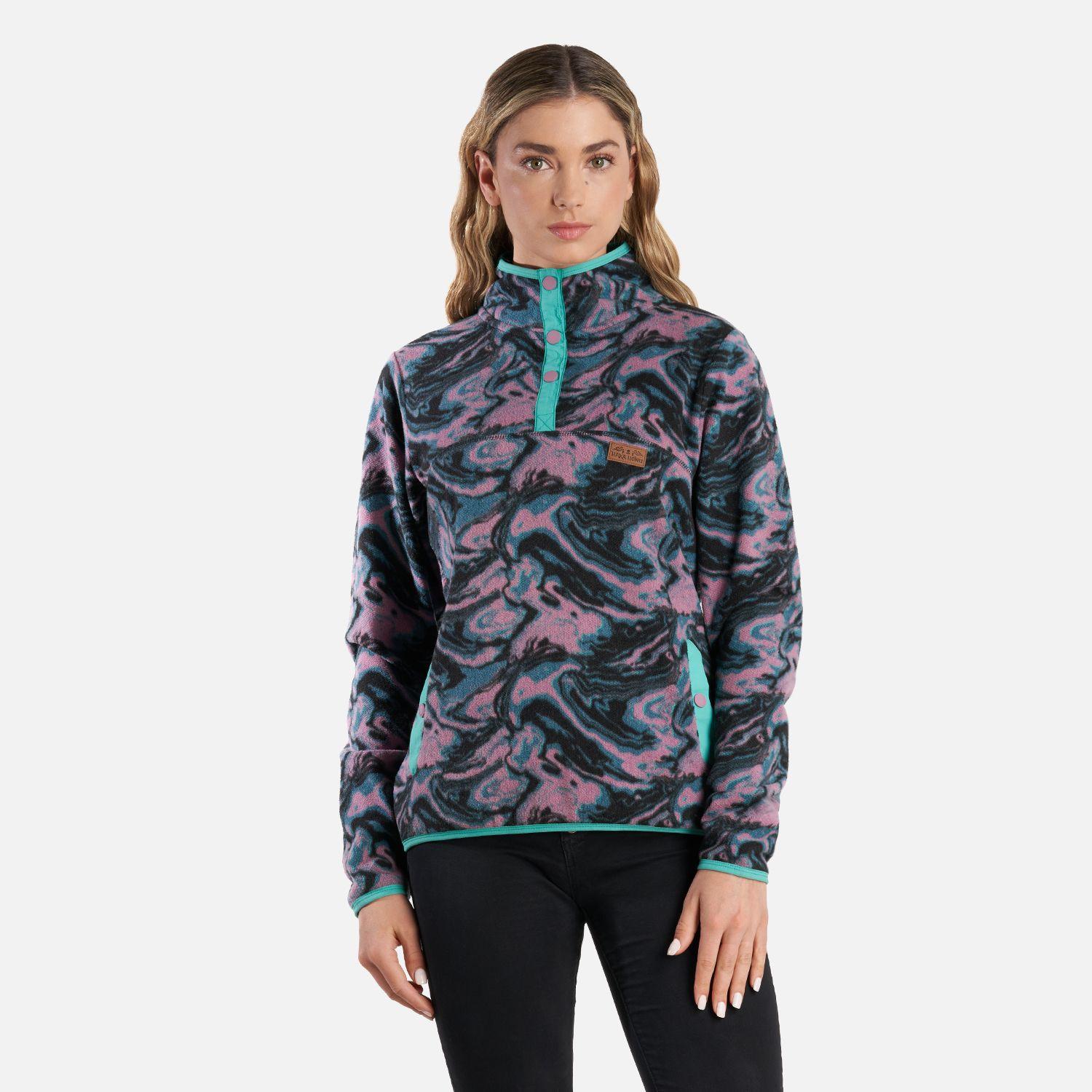 Poleron Mujer Tokerau Print Petroleo Haka Honu-1