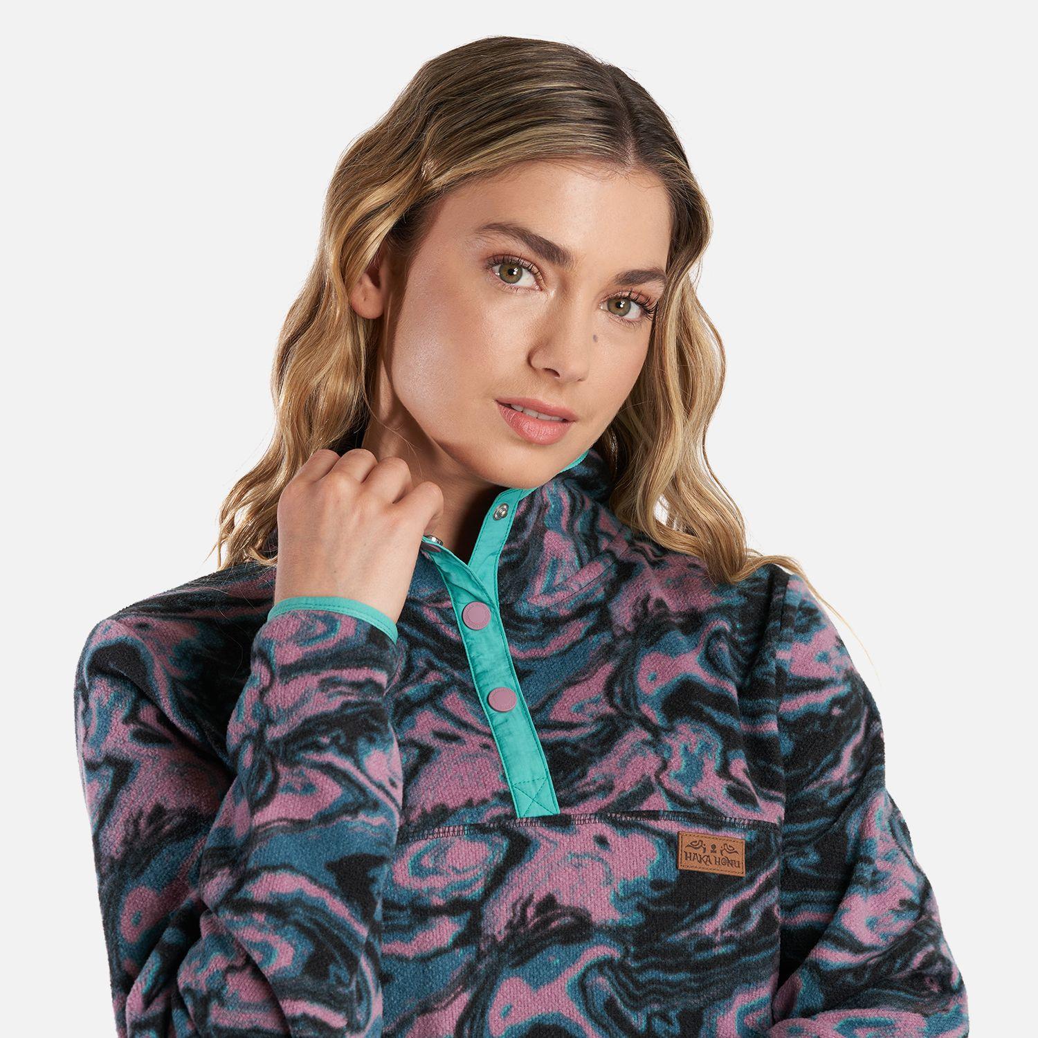 Poleron Mujer Tokerau Print Petroleo Haka Honu-4