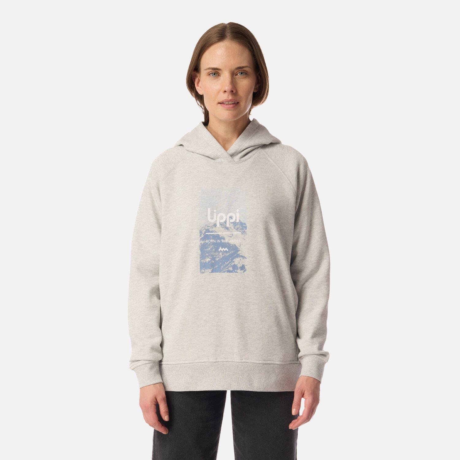 Polerón Mujer Insigne Hoody Sweatshirt Front Print Gris Claro Melange Lippi-0