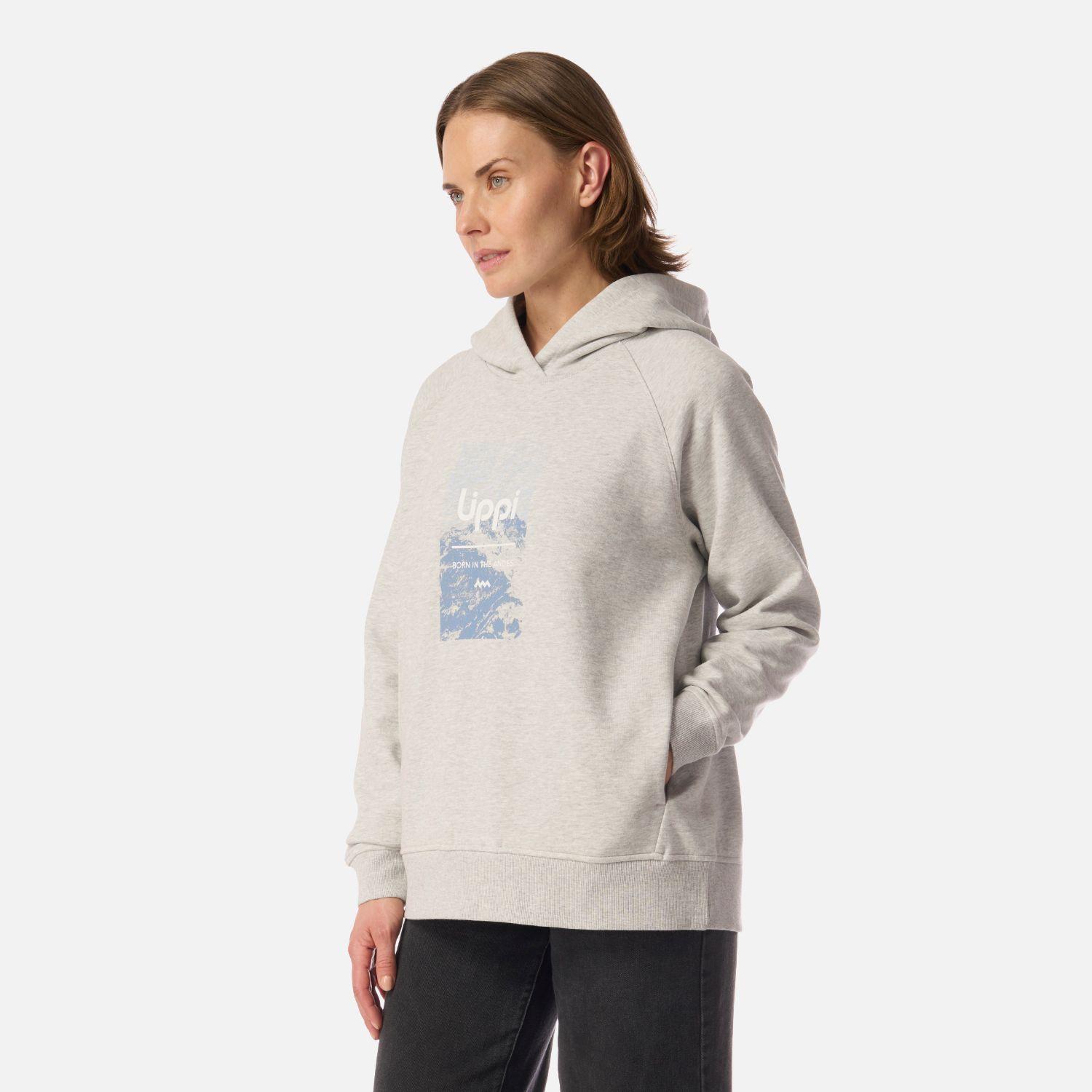 Polerón Mujer Insigne Hoody Sweatshirt Front Print Gris Claro Melange Lippi-1
