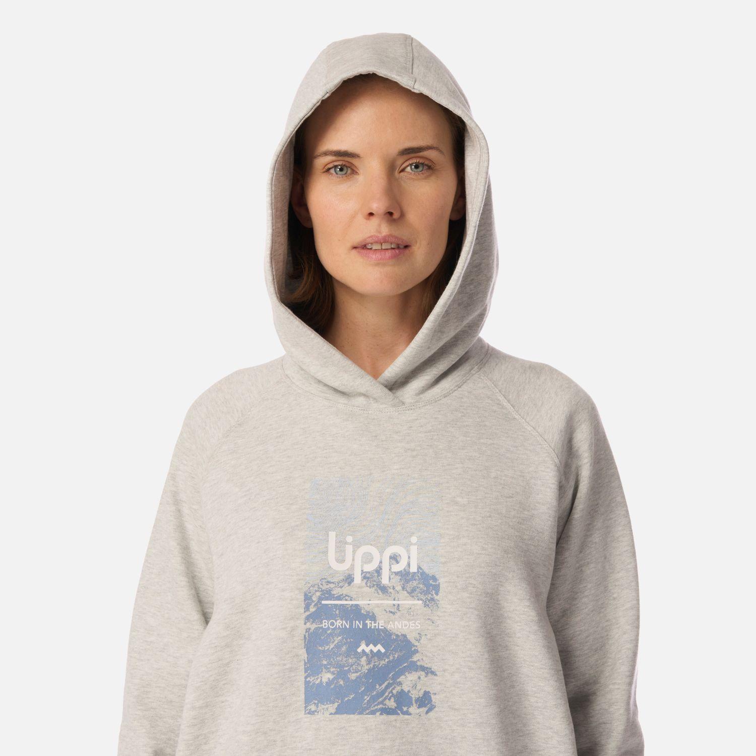 Polerón Mujer Insigne Hoody Sweatshirt Front Print Gris Claro Melange Lippi-3