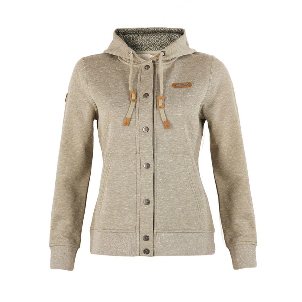 Poleron Mujer Fissure Cotton Full Zip Hoody Melange Verde Claro Lippi-0