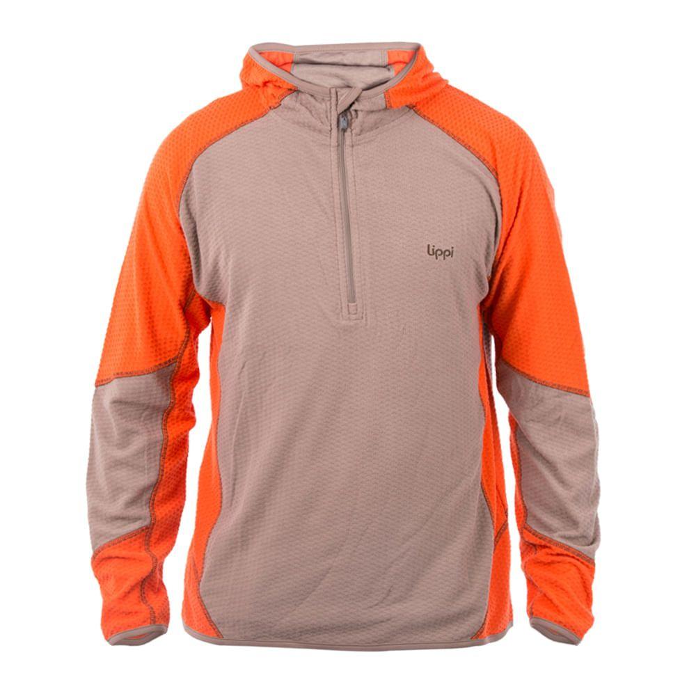 Poleron Hombre Jacaranda Nano-F 14 Zip Hoody Taupe / Naranjo Lippi-0