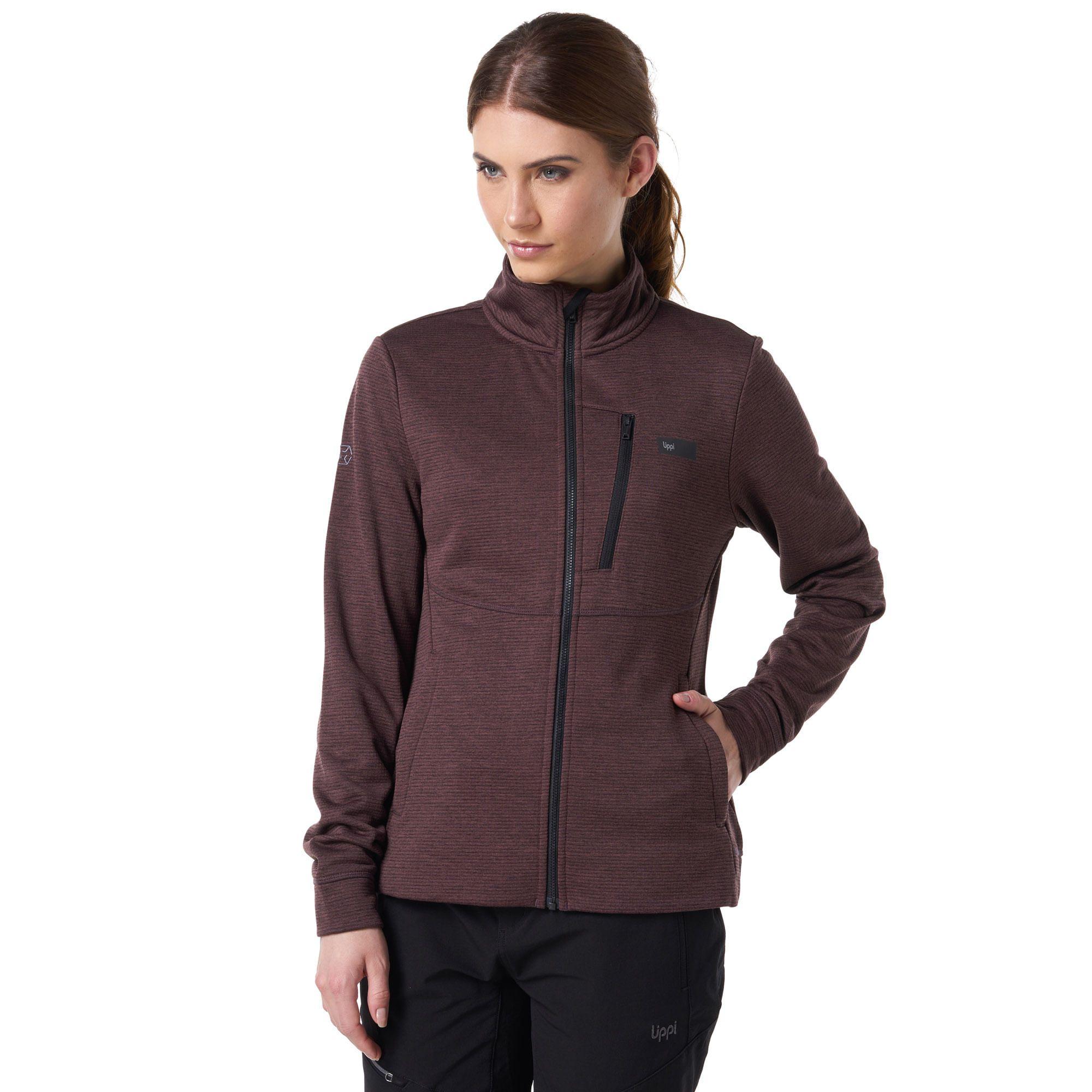 Poleron Mujer Orbital Nano-F Full Zip Melange Vino Lippi I19-2