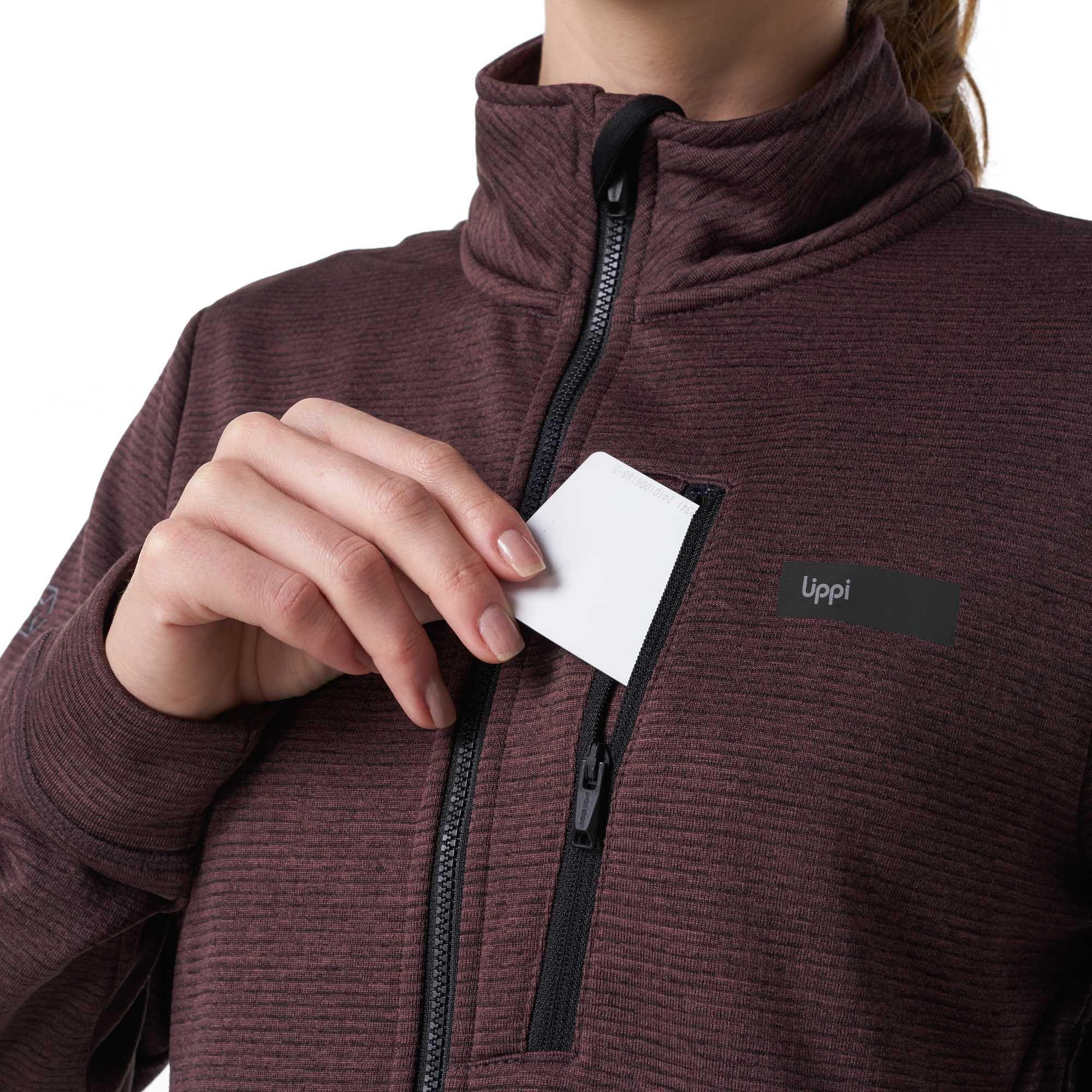 Poleron Mujer Orbital Nano-F Full Zip Melange Vino Lippi I19-4