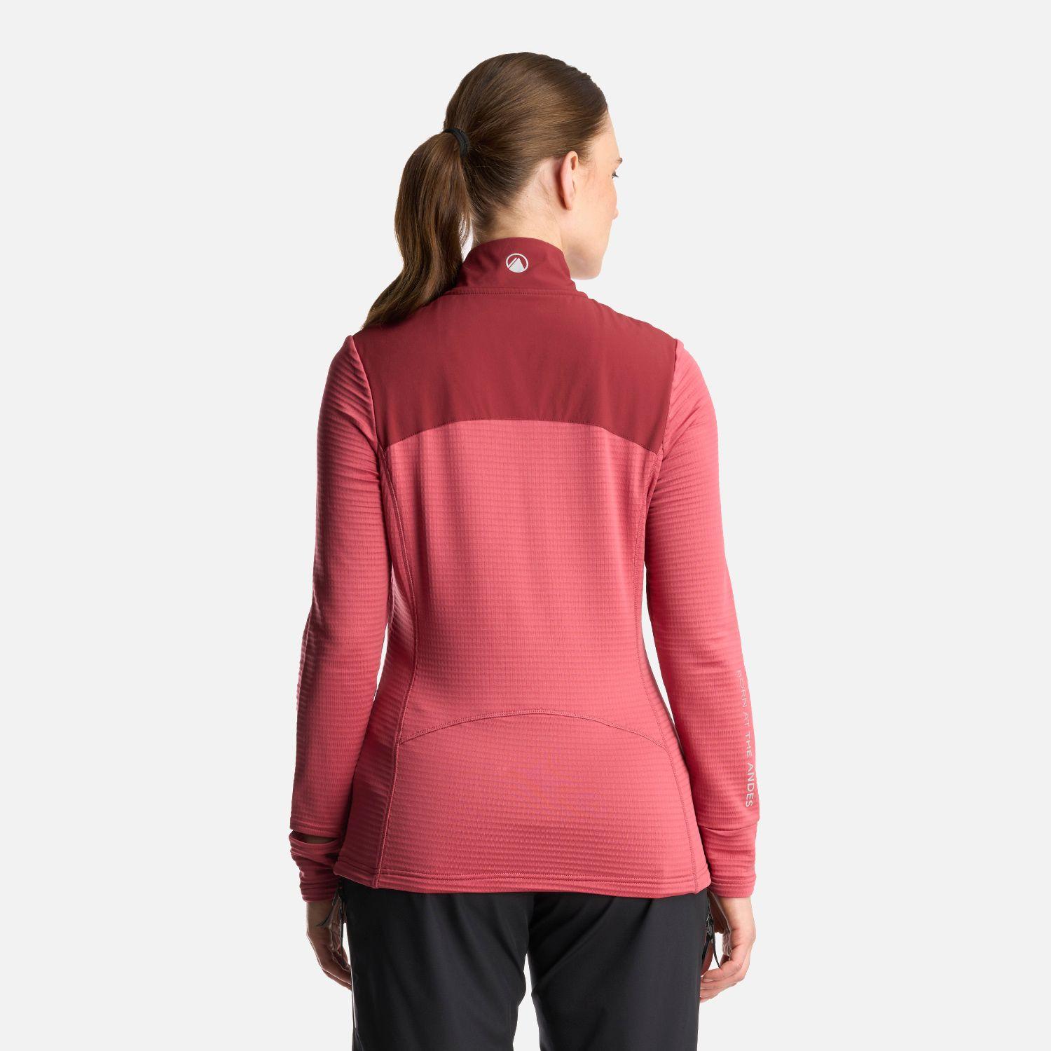 Poleron Mujer Karova Nano F 1/4 Zip Rosa Oscuro Lippi-4