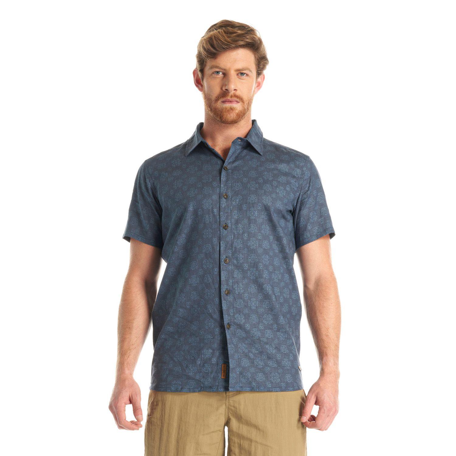 Camisa Hombre One Way Short Sleeve Shirt Print Azul Piedra Lippi-1
