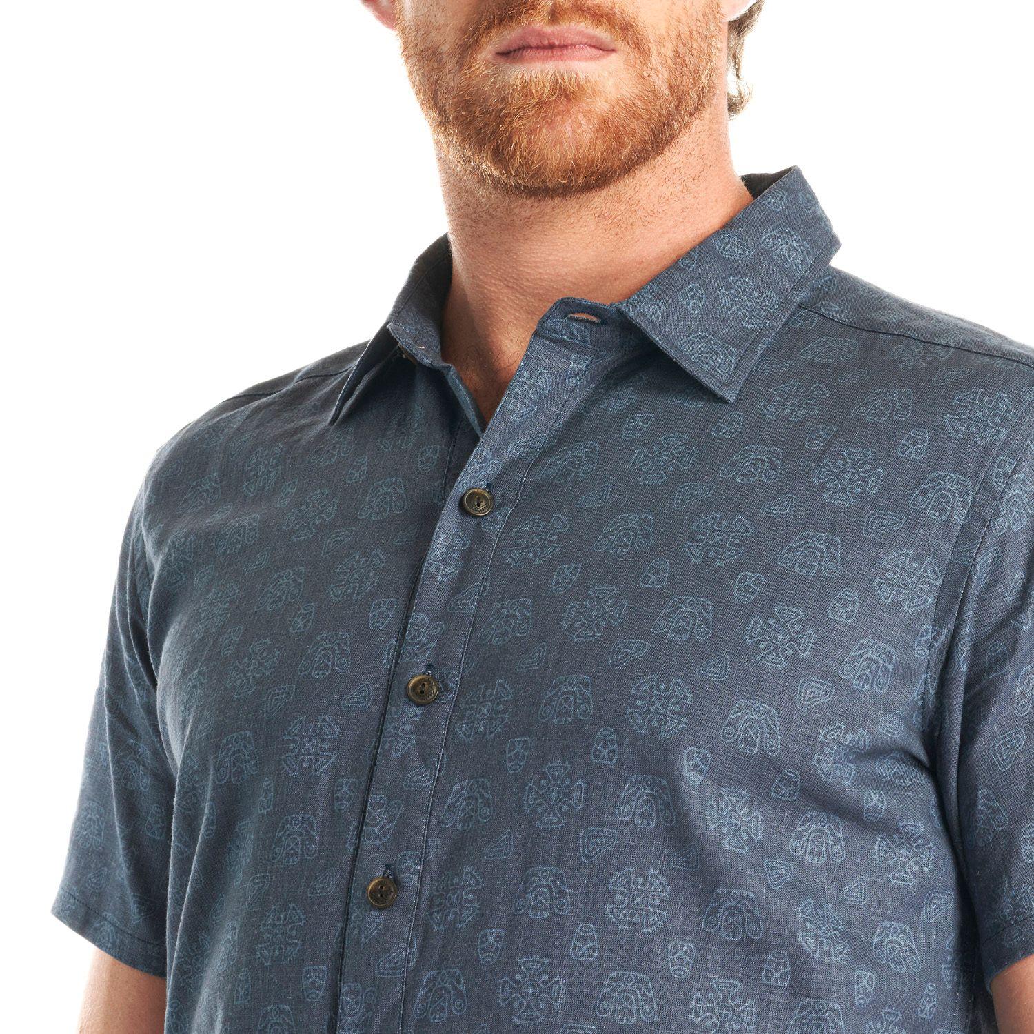 Camisa Hombre One Way Short Sleeve Shirt Print Azul Piedra Lippi-6