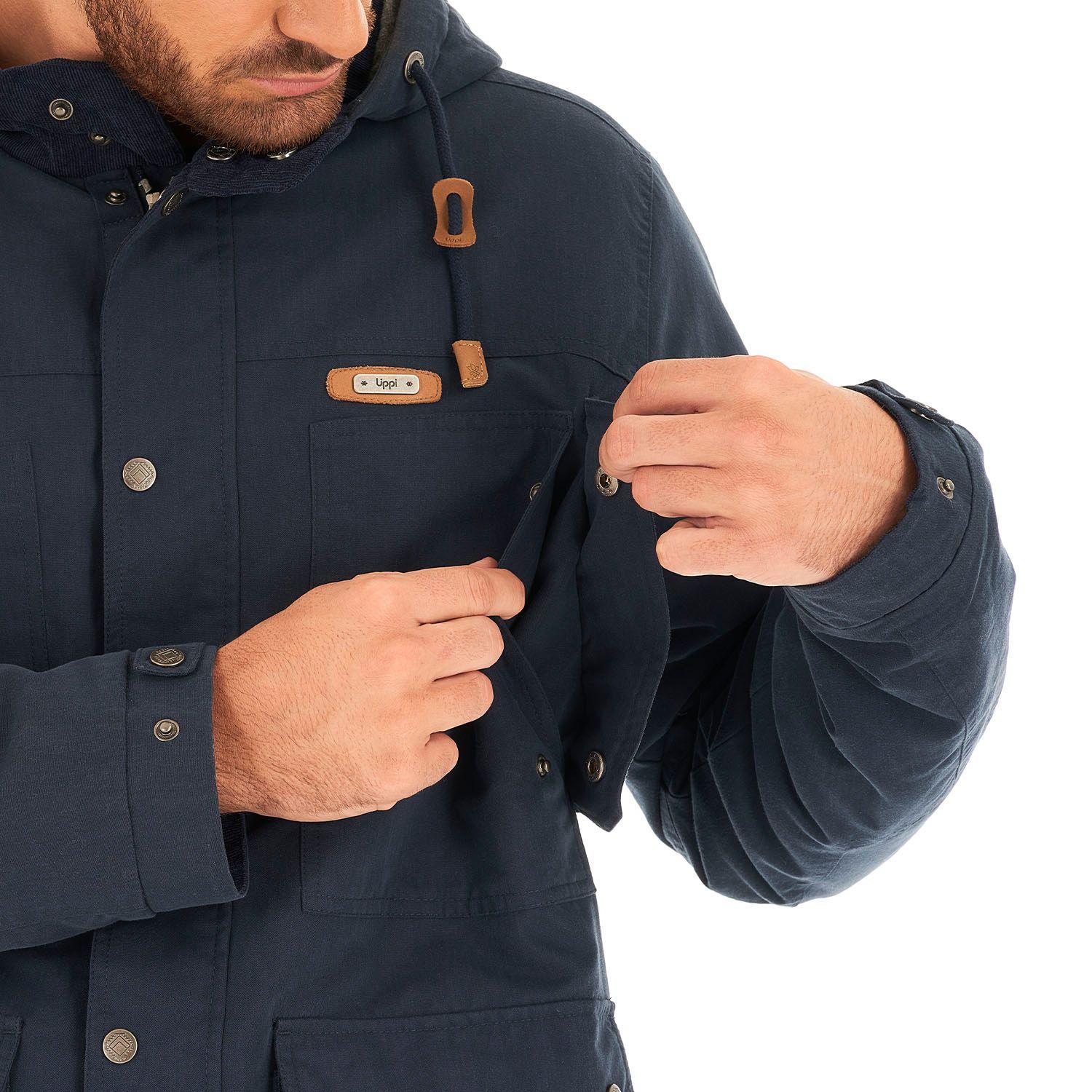 Chaqueta Hombre Peumo Canvas Hoody Jacket Azul Marino Lippi I21-7