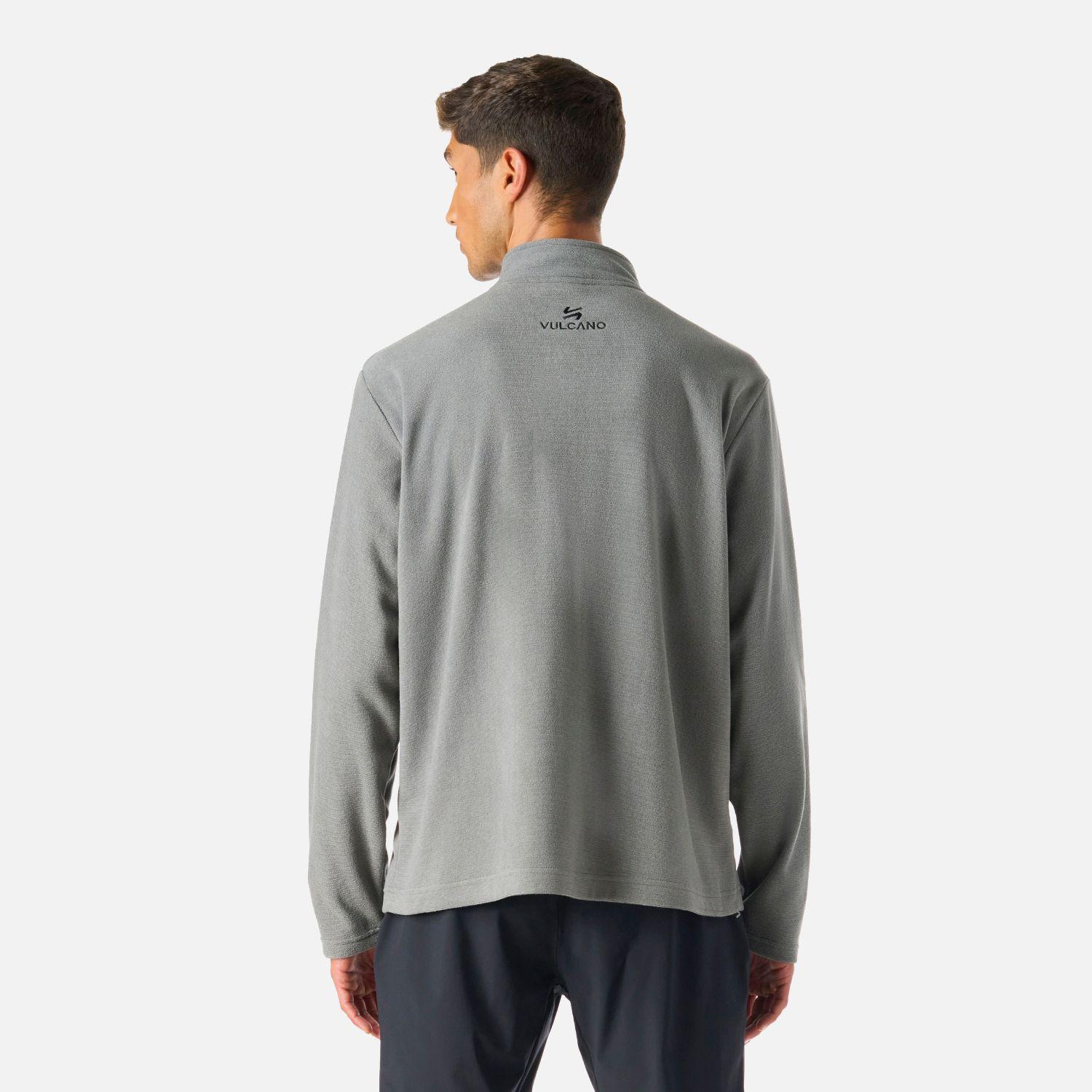Polerón Hombre Cool Down 1/4 Zip Fleece Gris Medio Vulcano-3
