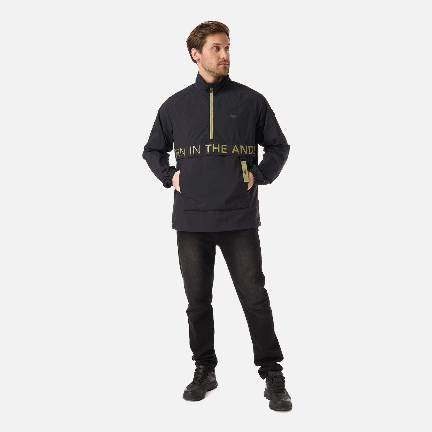 Chaqueta Hombre WindCity WindBreaker 1/4 Zip Jacket Negro Lippi V26-6