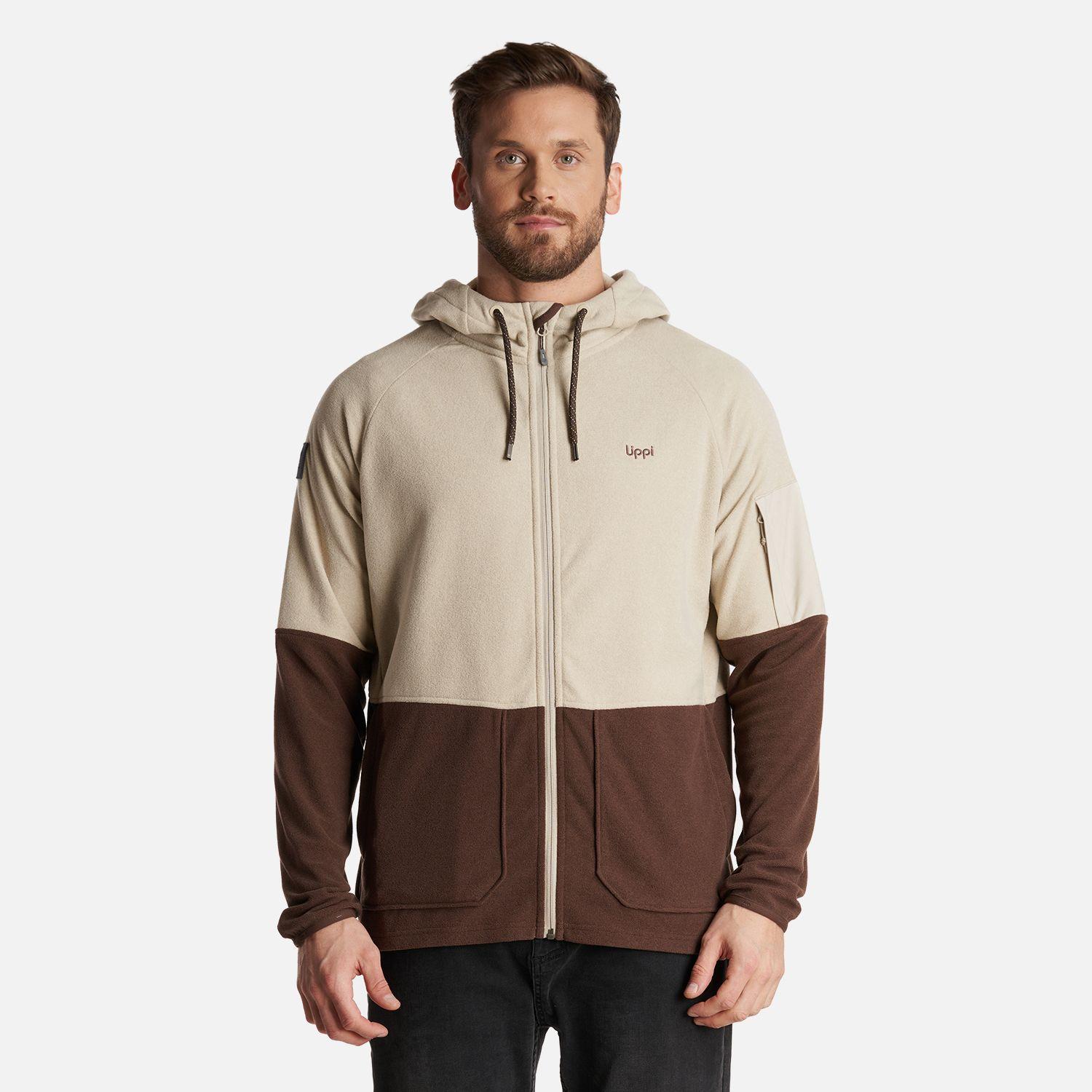 Poleron Hombre Stripes Nano-F Full Zip Hoody Crema Lippi V24-1