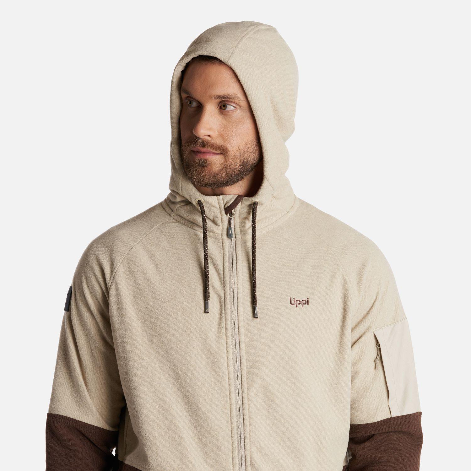 Poleron Hombre Stripes Nano-F Full Zip Hoody Crema Lippi V24-4