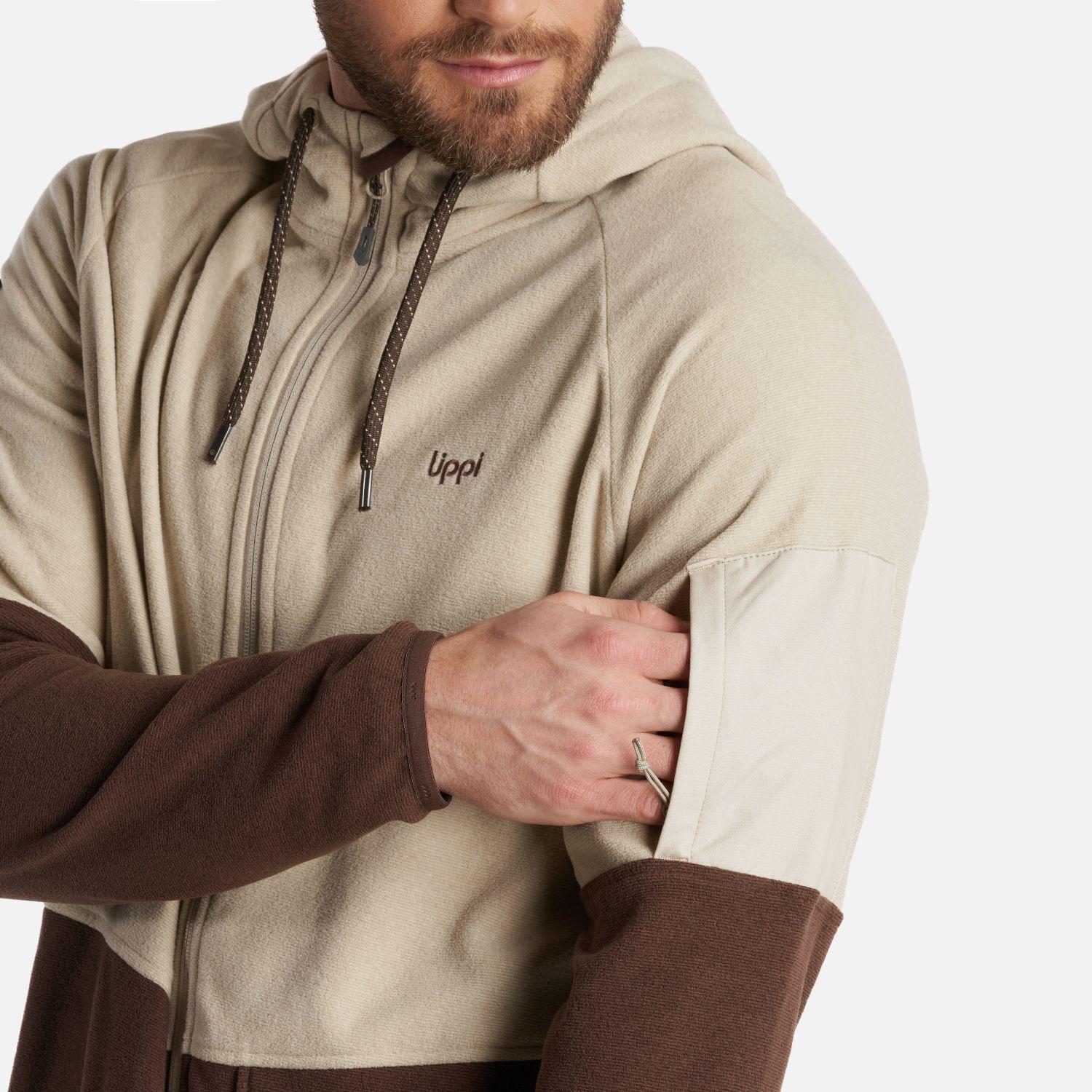 Poleron Hombre Stripes Nano-F Full Zip Hoody Crema Lippi V24-5