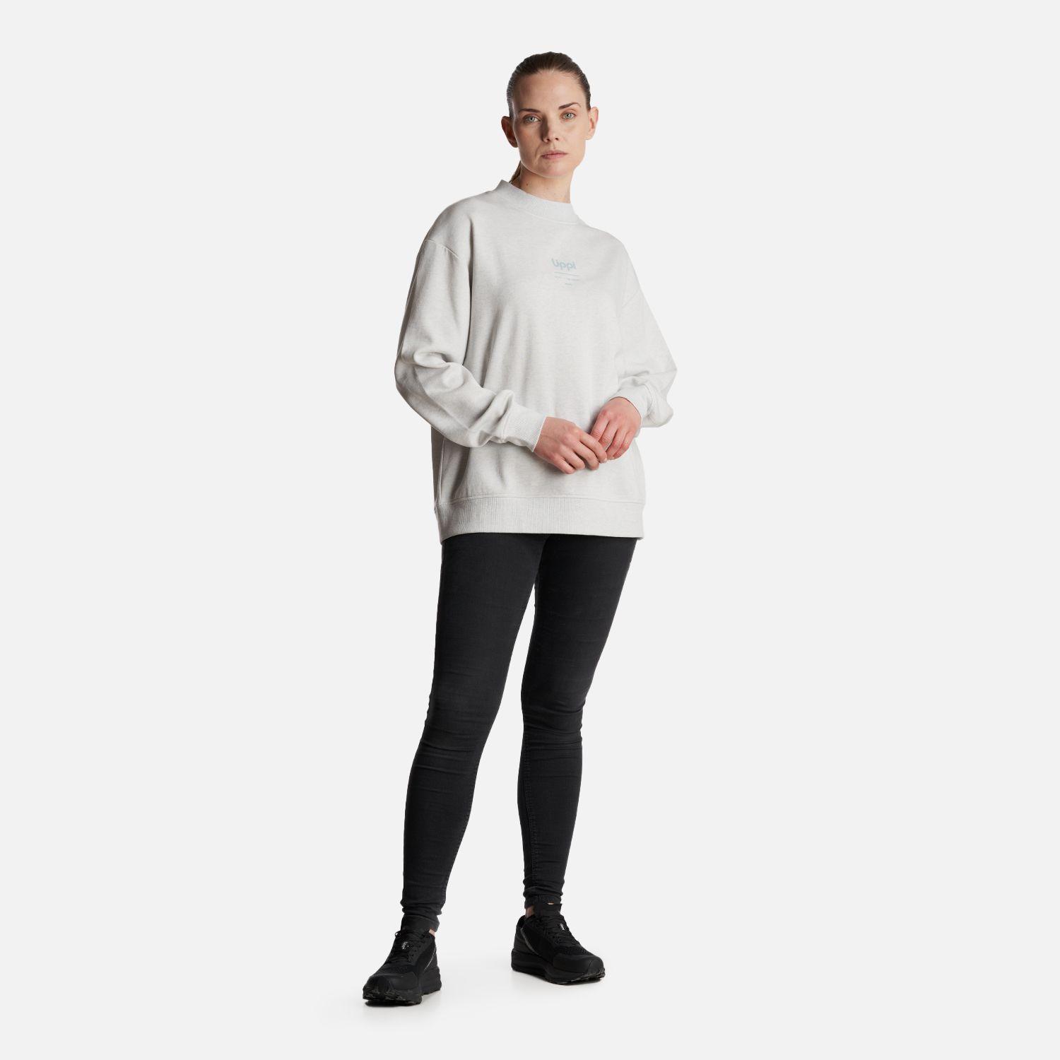 Poleron Mujer  Ulmo Mid Point Crewneck Sweatshirt Melange Gris Claro Lippi-5