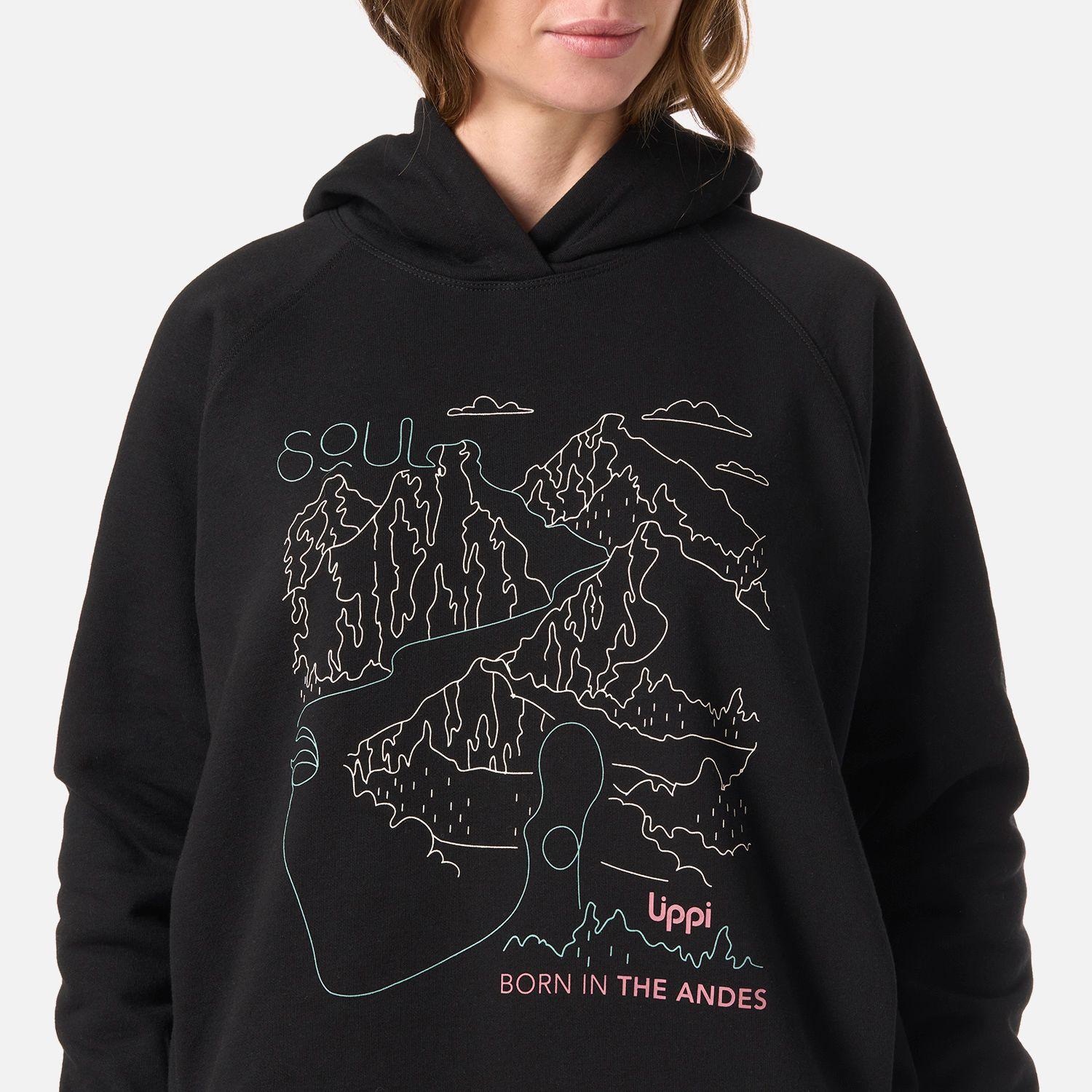 Polerón Mujer Insigne Hoody Sweatshirt Front Print Negro Lippi V26-4