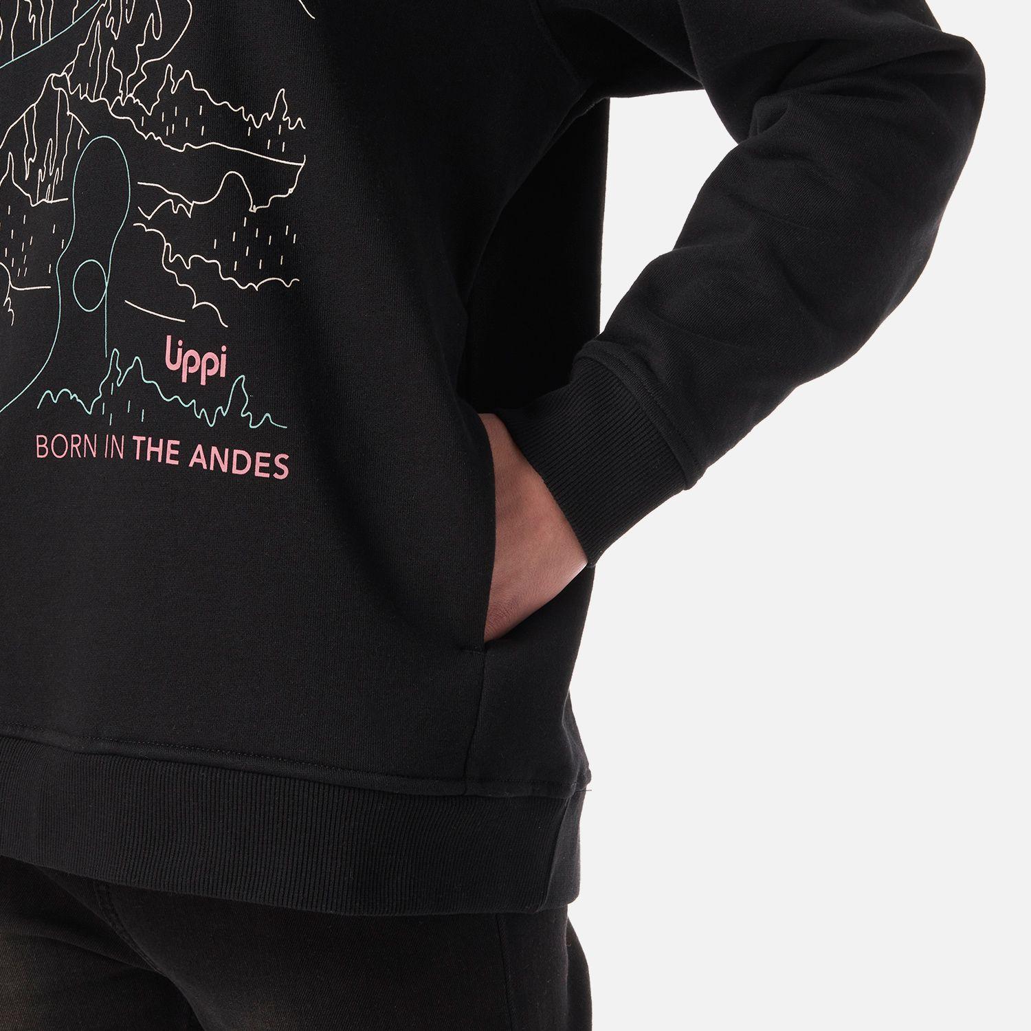 Polerón Mujer Insigne Hoody Sweatshirt Front Print Negro Lippi V26-5