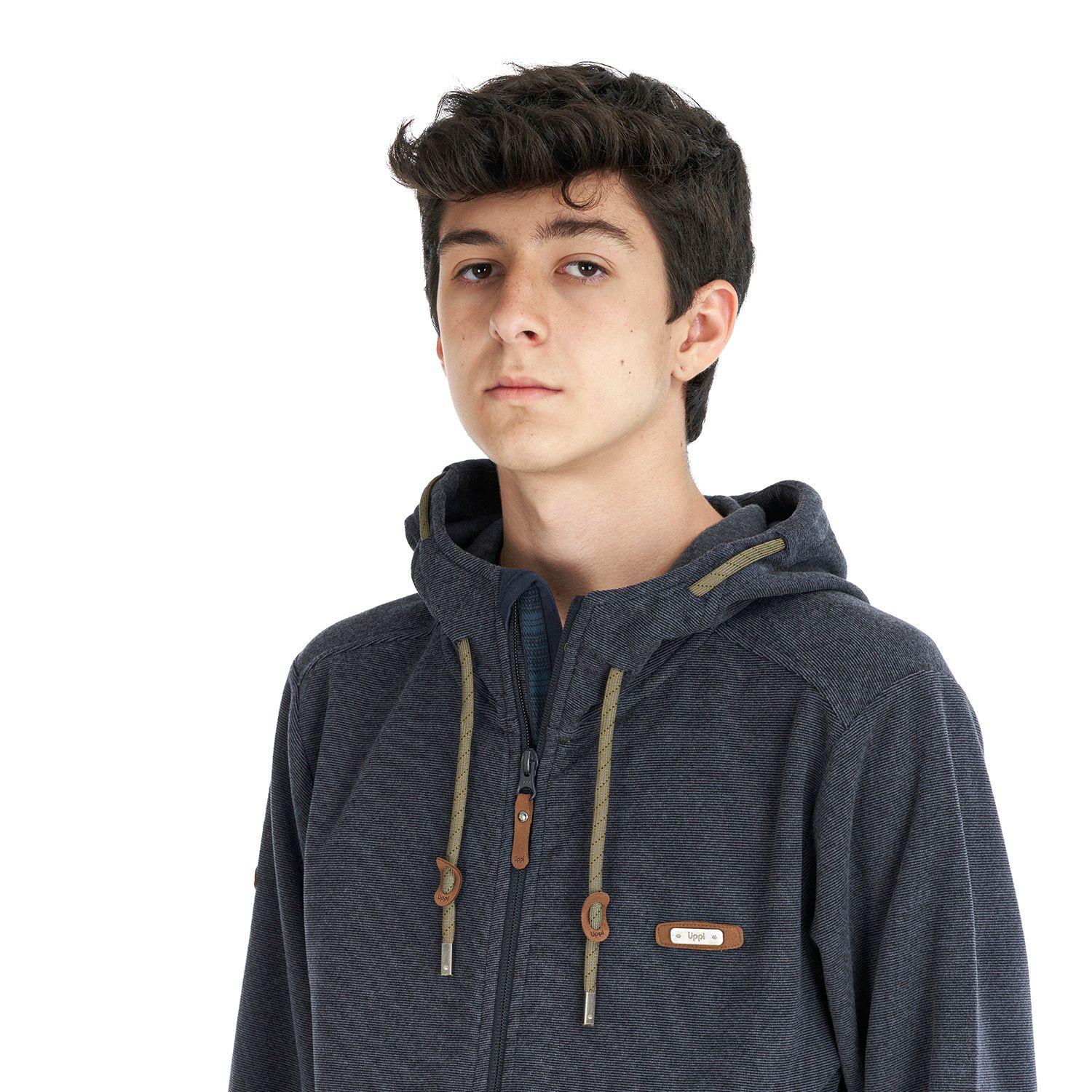 Poleron Teen Boy Stripes Nano-F Full Zip Azul Piedra Lippi-3