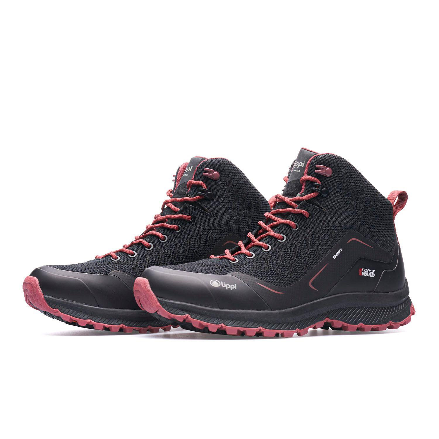 Botín Mujer Light Rock Mid ECO Negro Rosa Lippi-2