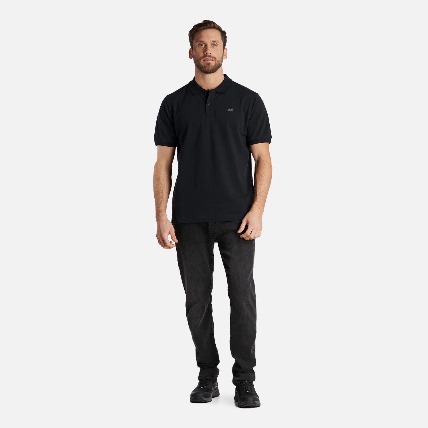 Polera Hombre First Class Elastic Polo Negro Lippi V24-5