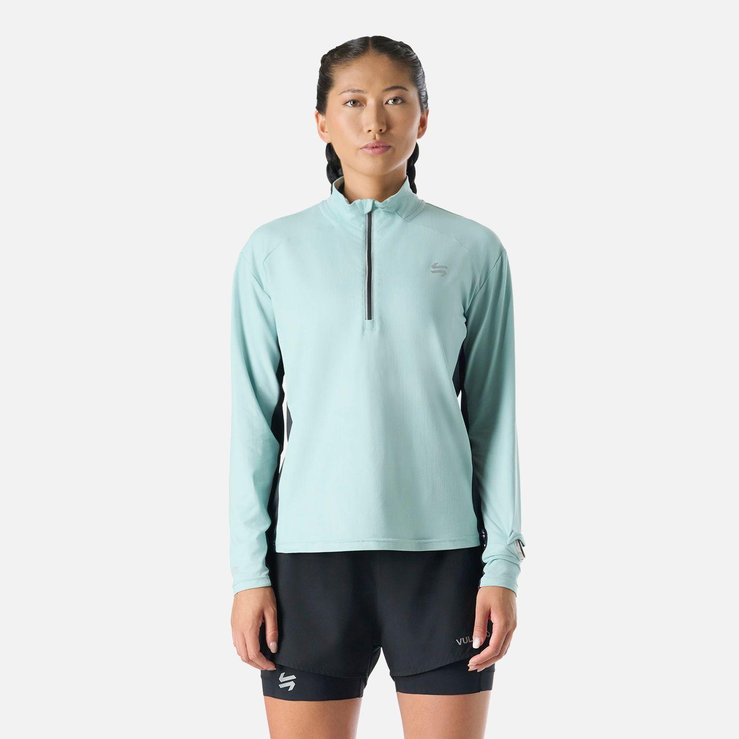Polerón Mujer Tempo 1/4 Zip Midlayer Jade Vulcano-0
