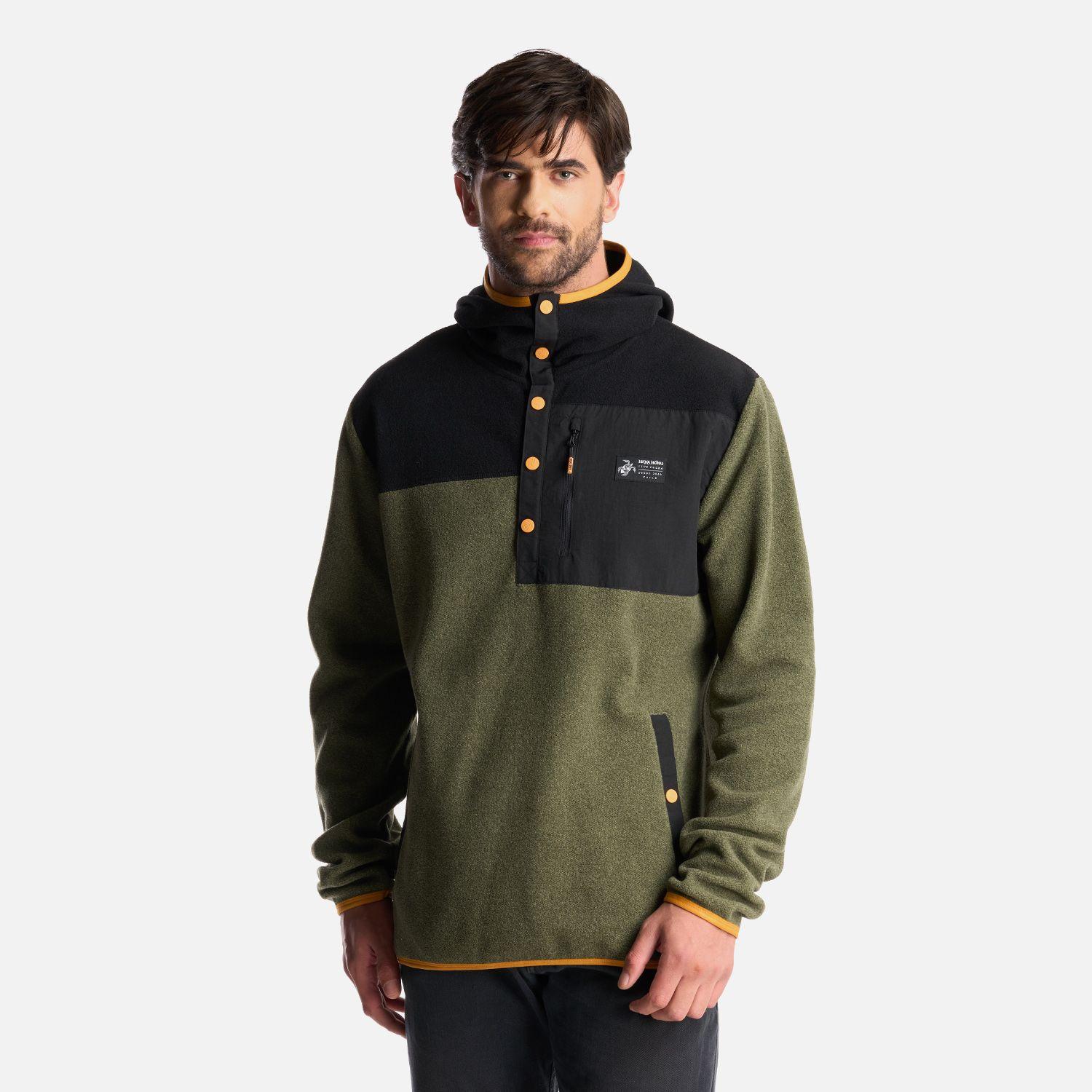 Poleron Hombre Tokerau Hoodie Verde Militar Haka Honu-1