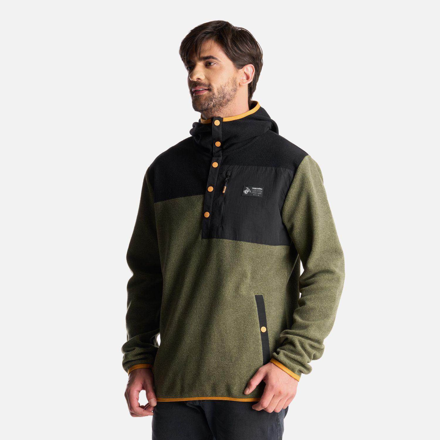 Poleron Hombre Tokerau Hoodie Verde Militar Haka Honu-2
