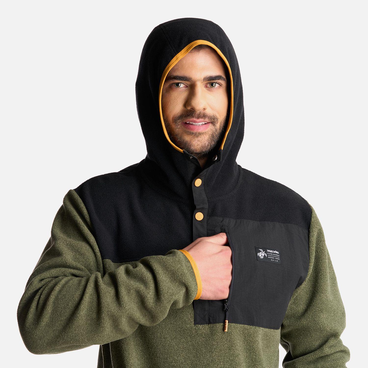 Poleron Hombre Tokerau Hoodie Verde Militar Haka Honu-6