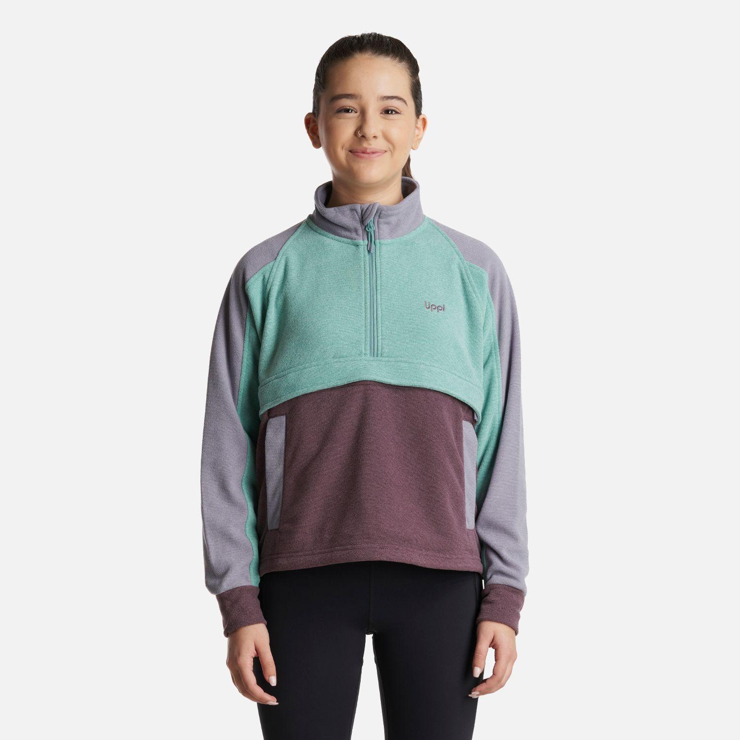 Poleron Teen Girl FirePlace 1/4 Zip Sweatshirt Turquesa Lippi-1