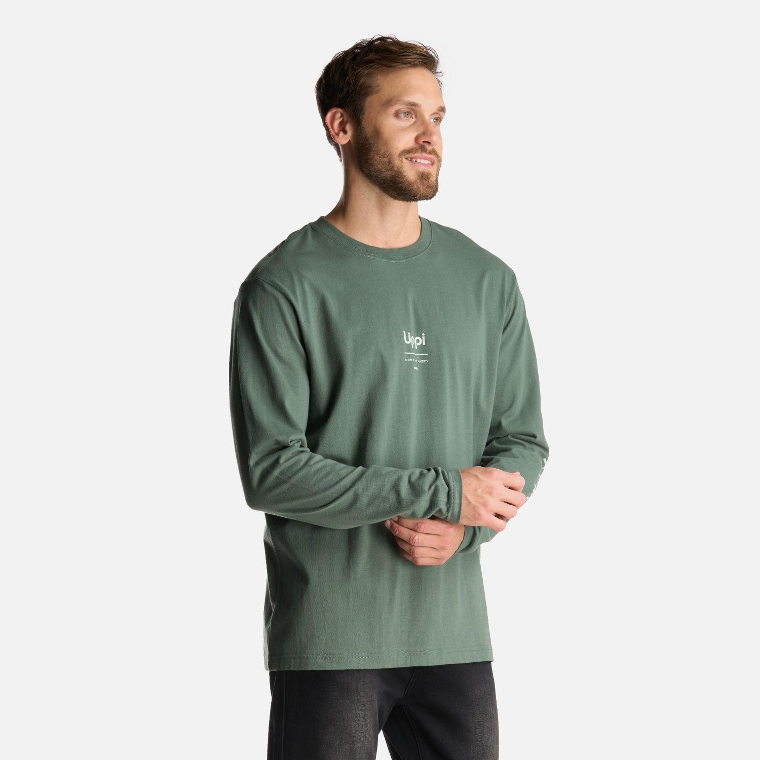 Polera Hombre Logo Lippi Long Sleeve T-Shirt Verde Musgo Lippi-2