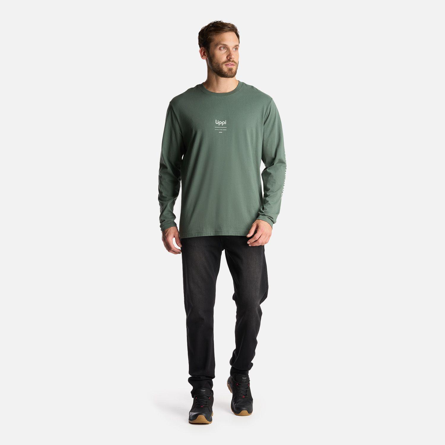 Polera Hombre Logo Lippi Long Sleeve T-Shirt Verde Musgo Lippi-6