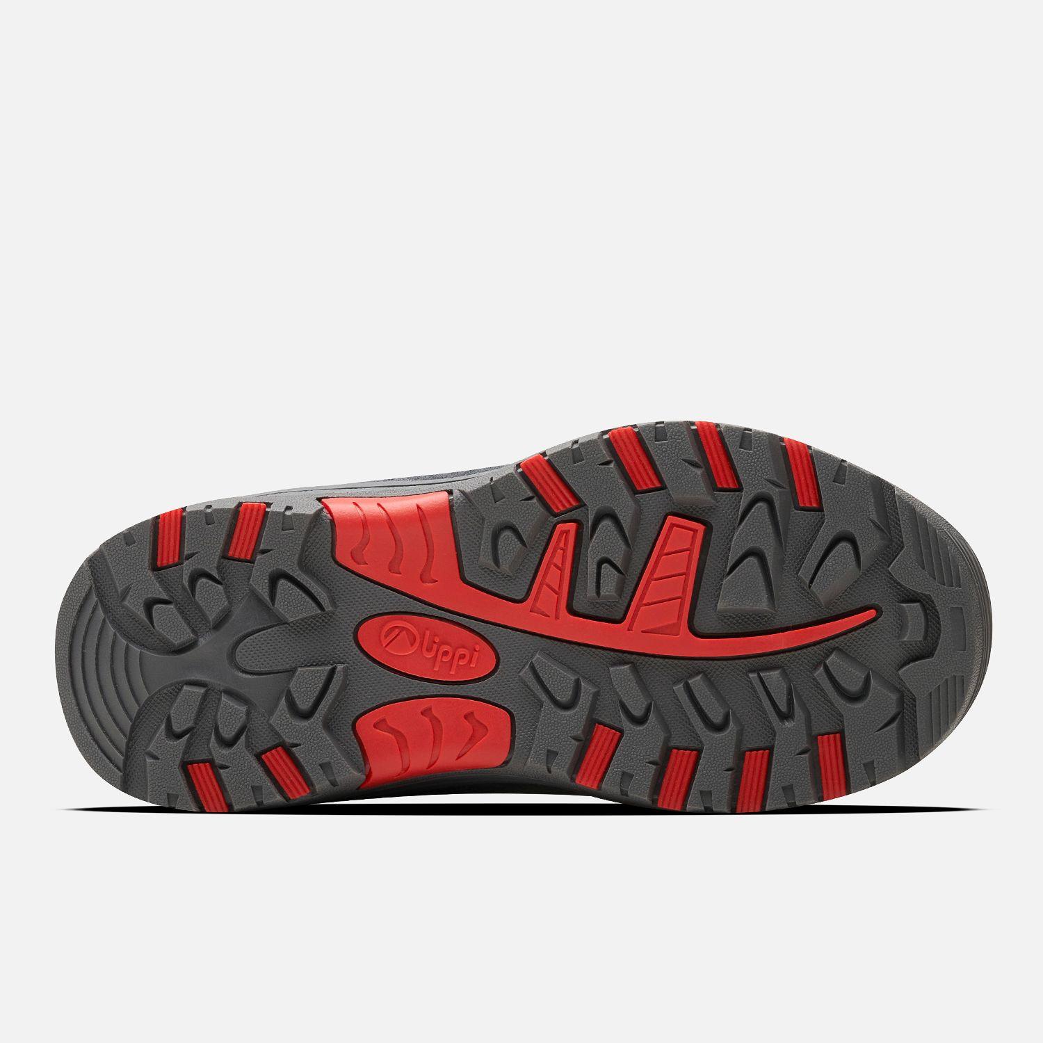 Botín Niño Puelo Cs Hi Velcro Gris Medio/Rojo Lippi I25-3
