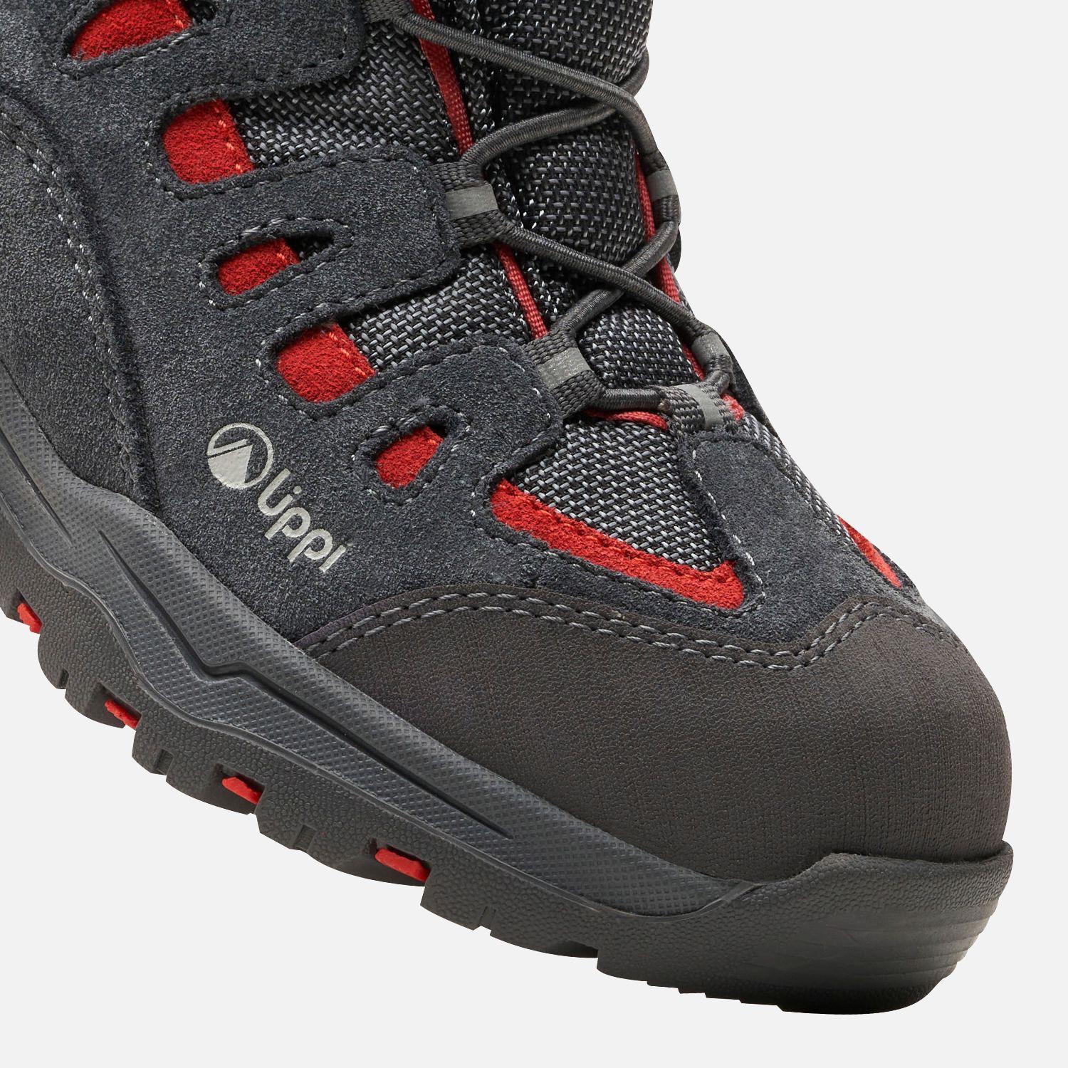Botín Niño Puelo Cs Hi Velcro Gris Medio/Rojo Lippi I25-6