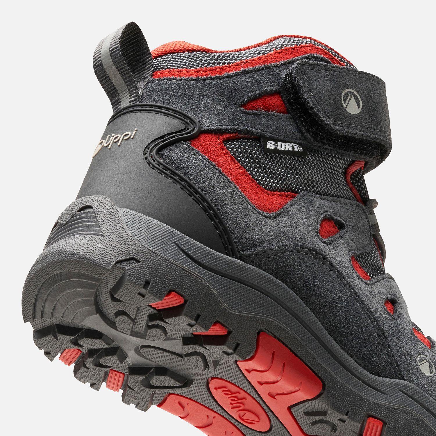 Botín Niño Puelo Cs Hi Velcro Gris Medio/Rojo Lippi I25-7