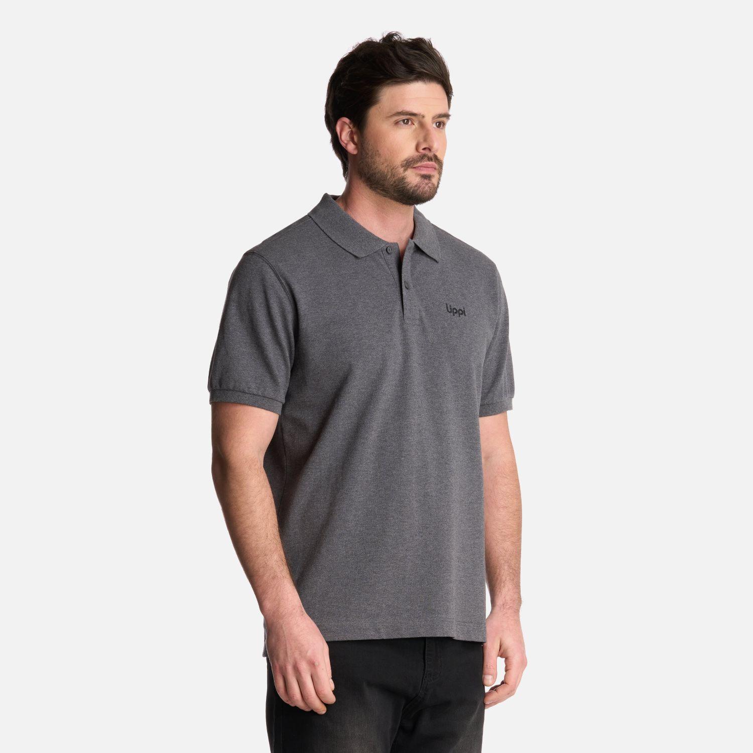 Polera Hombre First Class Elastic Polo Gris Melange Lippi-1
