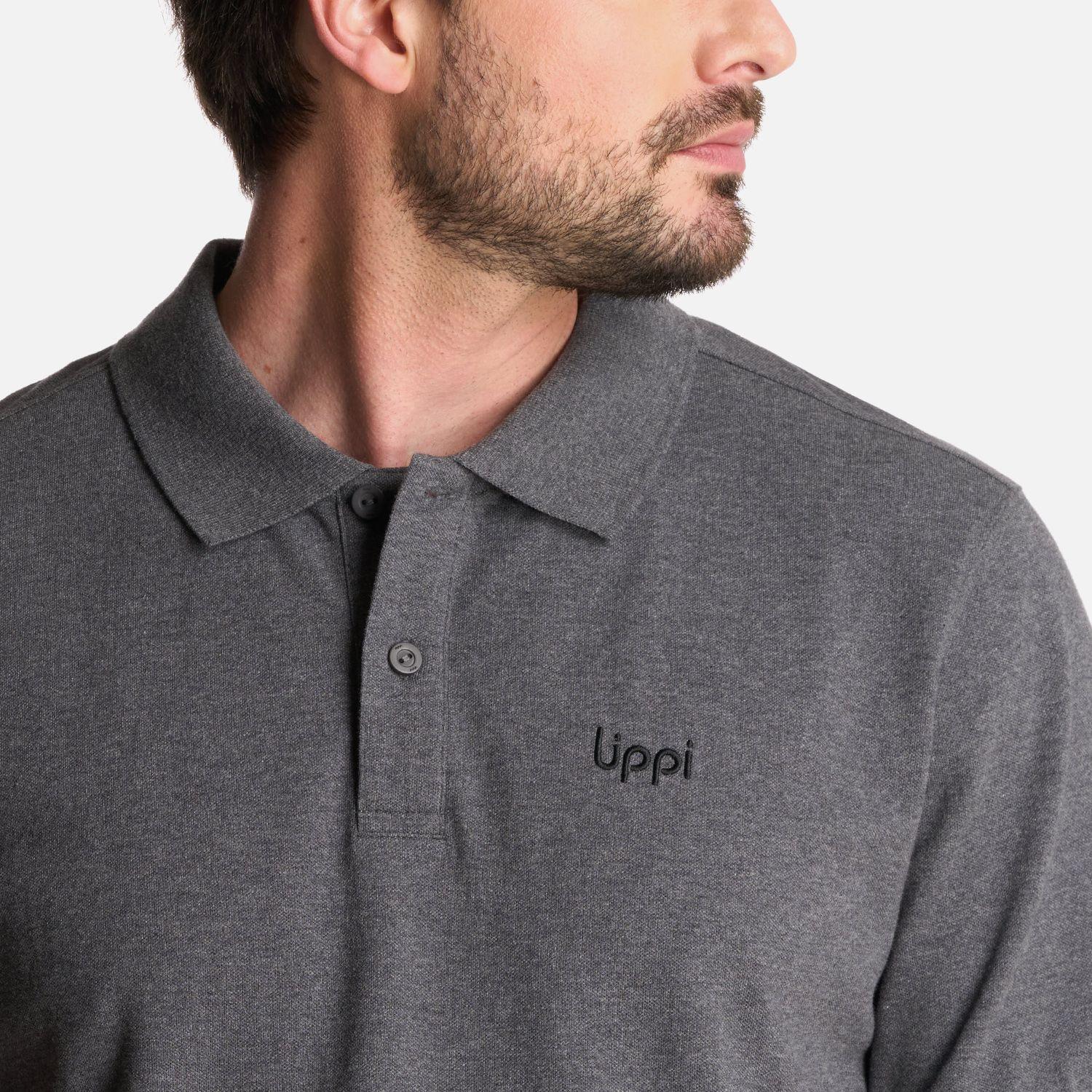 Polera Hombre First Class Elastic Polo Gris Melange Lippi-3