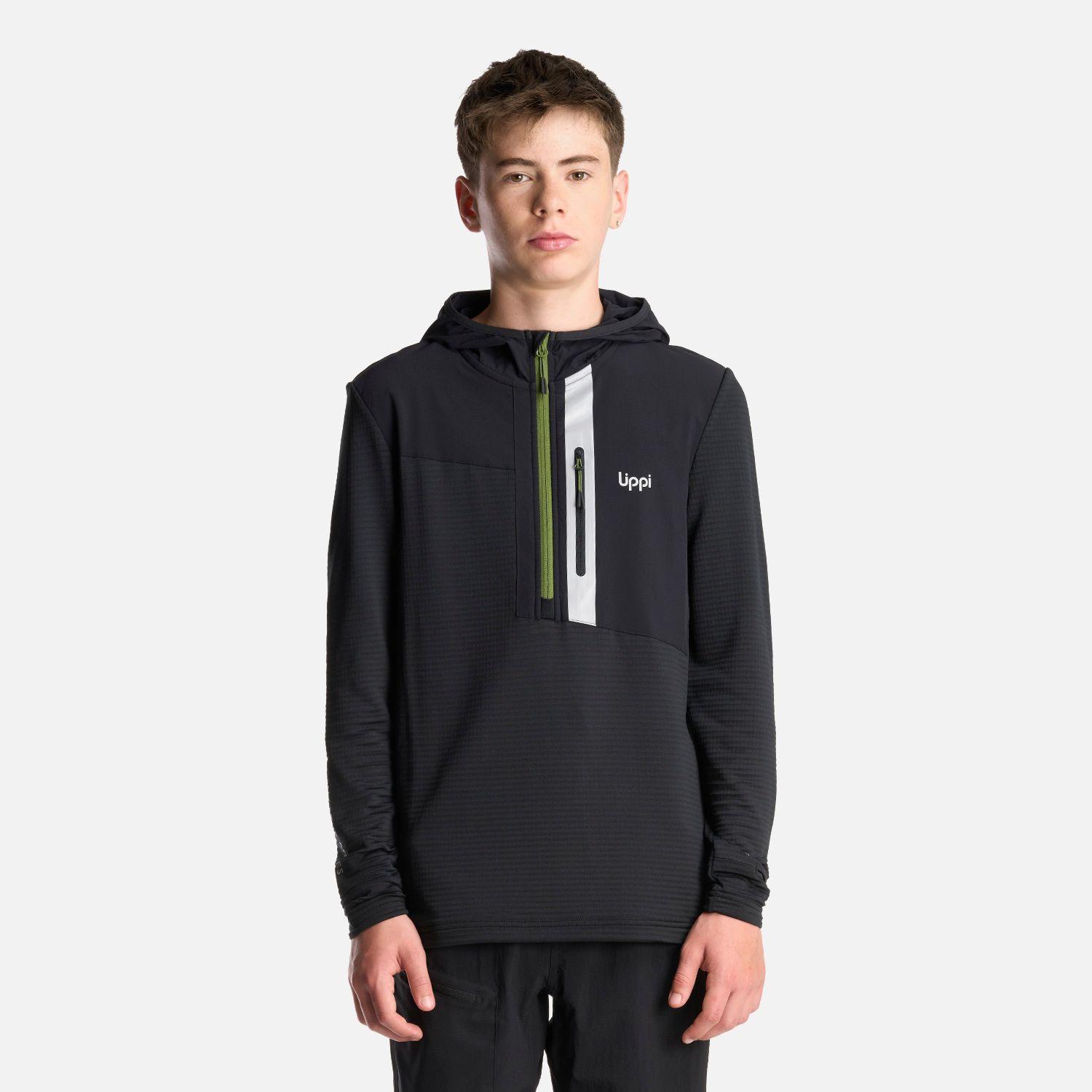 Poleron Teen Boy Karova 1/4 Zip Hoody Negro Lippi-1