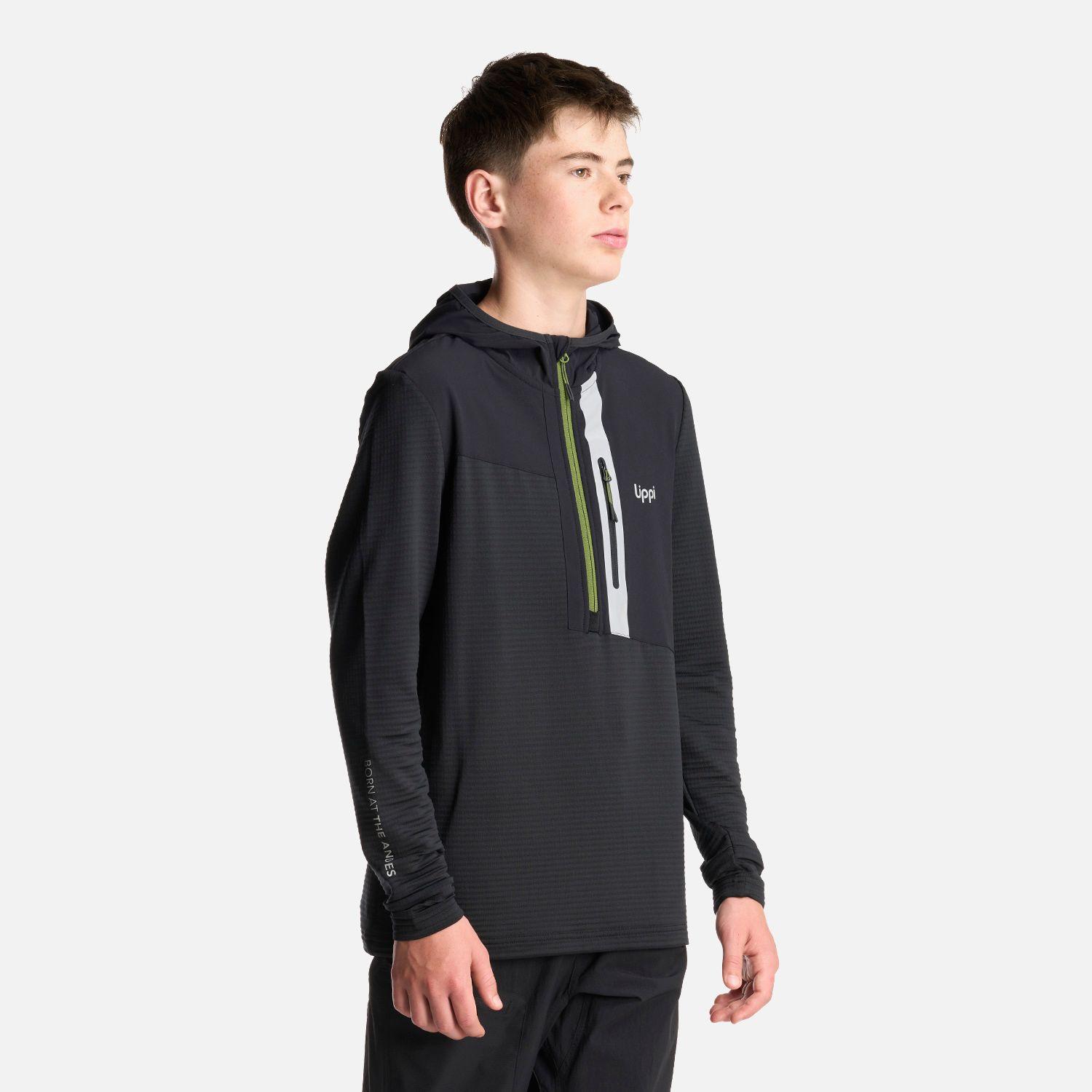 Poleron Teen Boy Karova 1/4 Zip Hoody Negro Lippi-2
