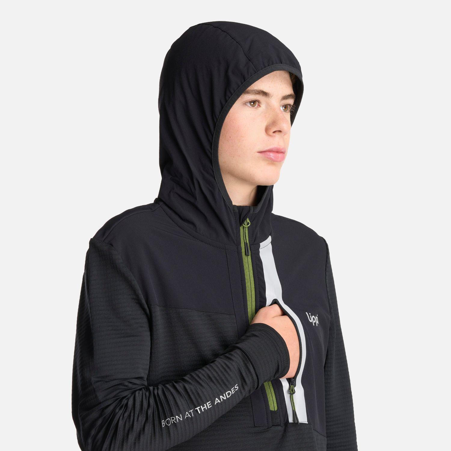 Poleron Teen Boy Karova 1/4 Zip Hoody Negro Lippi-4